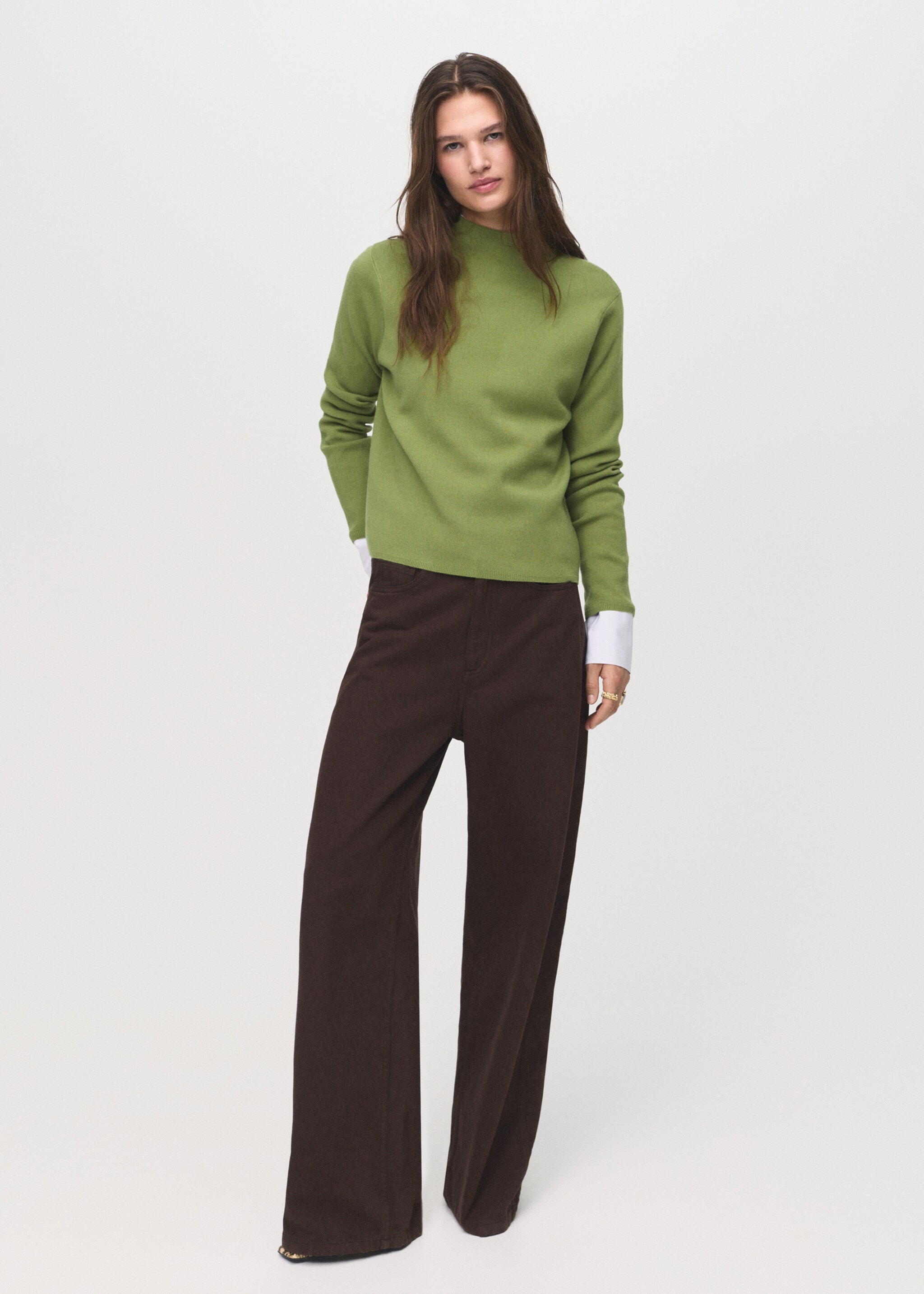 Knitted sweater with perkins neck - General plane