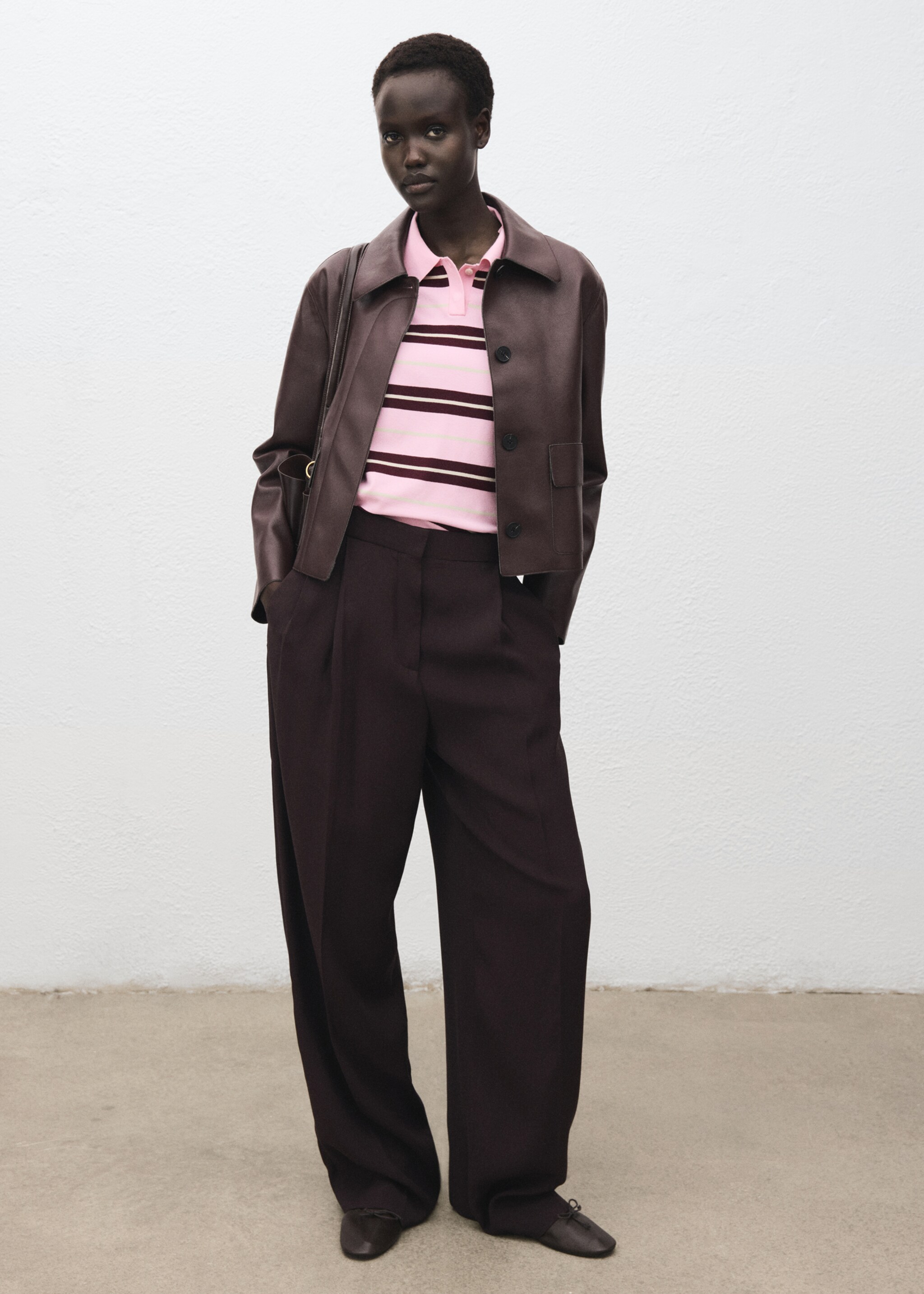 Striped polo-neck sweater - General plane, Pink. Ref: 17005814-00.