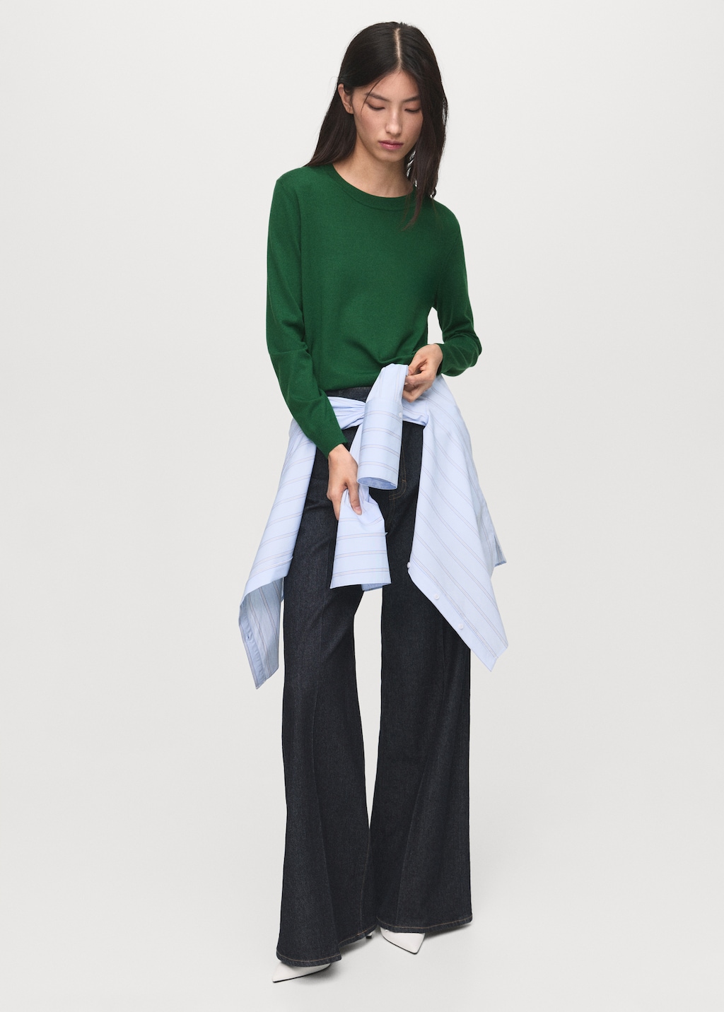 Fine-knit crew-neck sweater