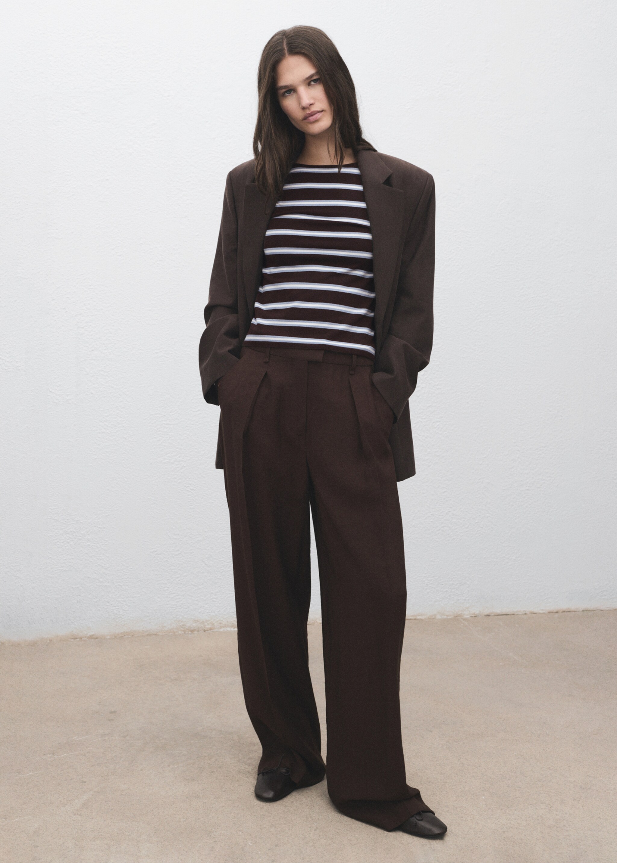 Striped fine knit sweater - General plane, Chocolate. Ref: 17005820-00.
