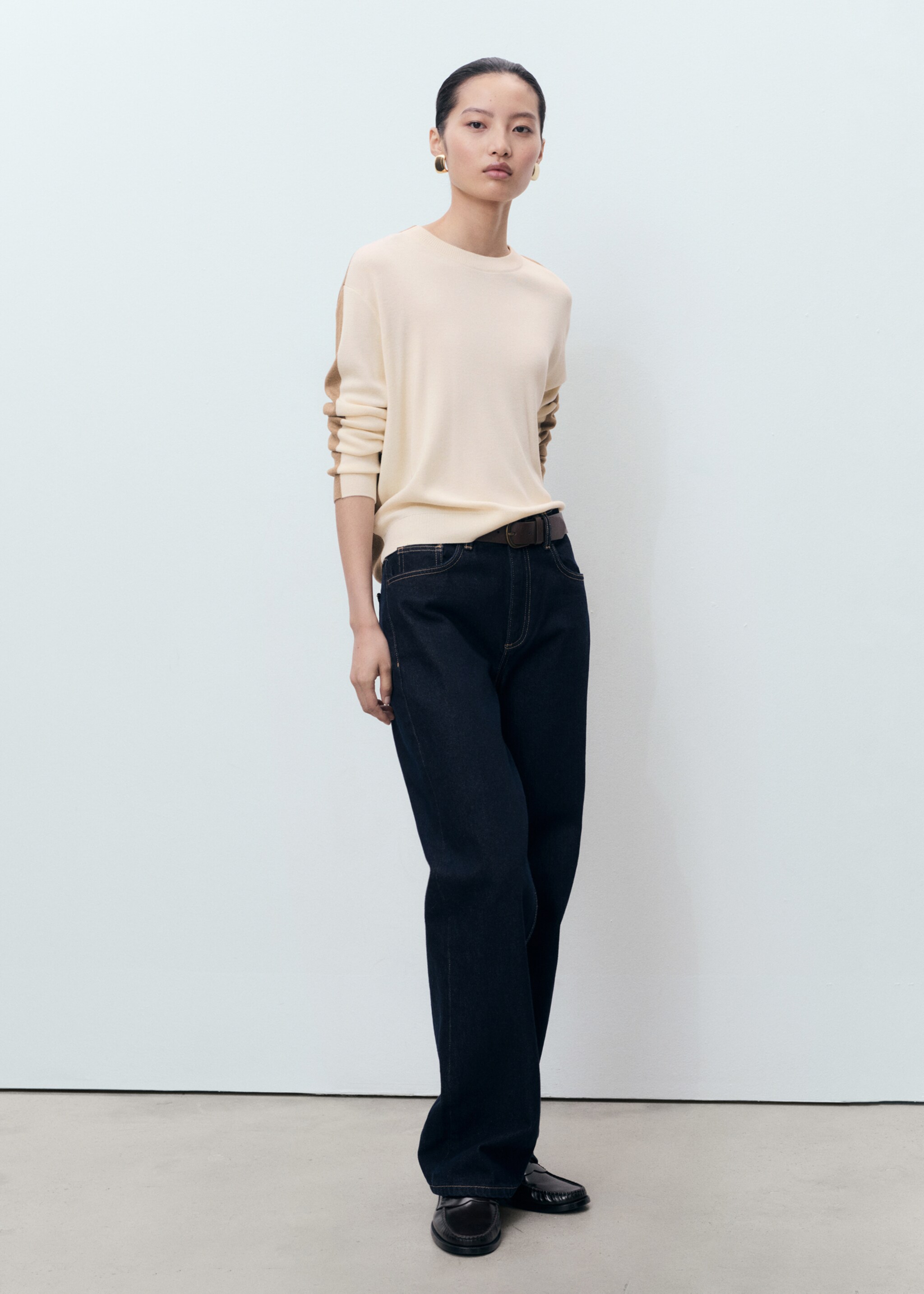 Combined-design sweater - General plane, Ecru. Ref: 17005821-00.