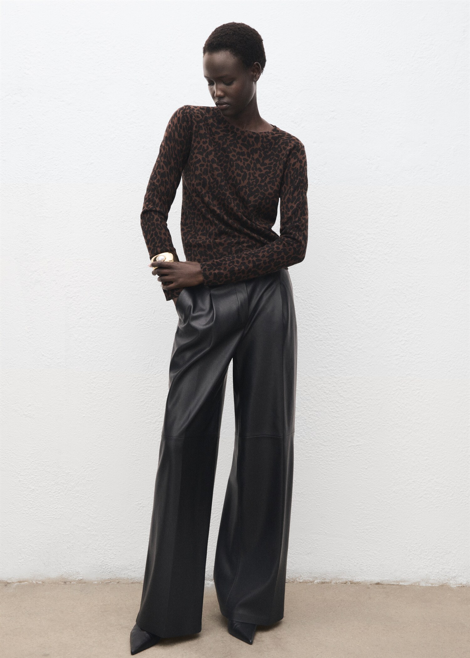 Ribbed leopard-print sweater - General plane