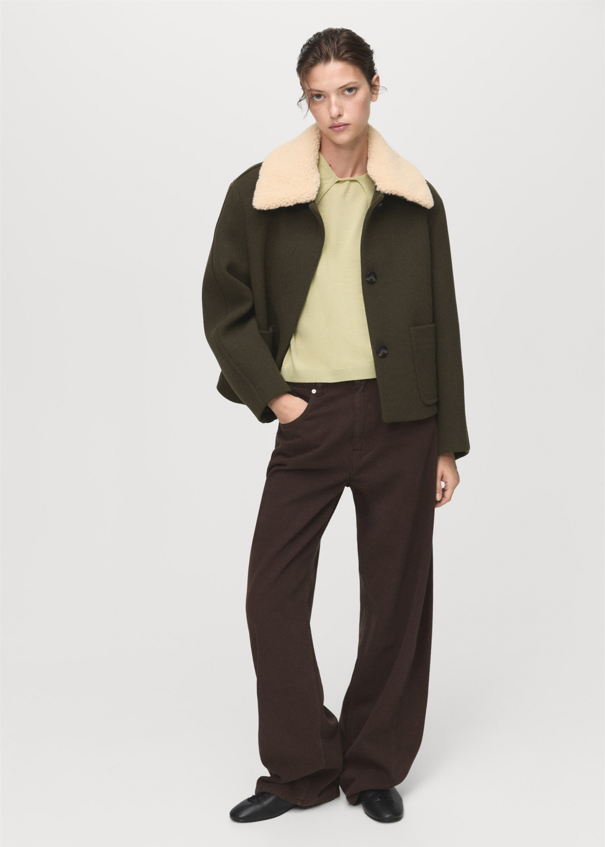 Short sleeve scarf sweater - General plane, Pastel Green. Ref: 17005836-00.