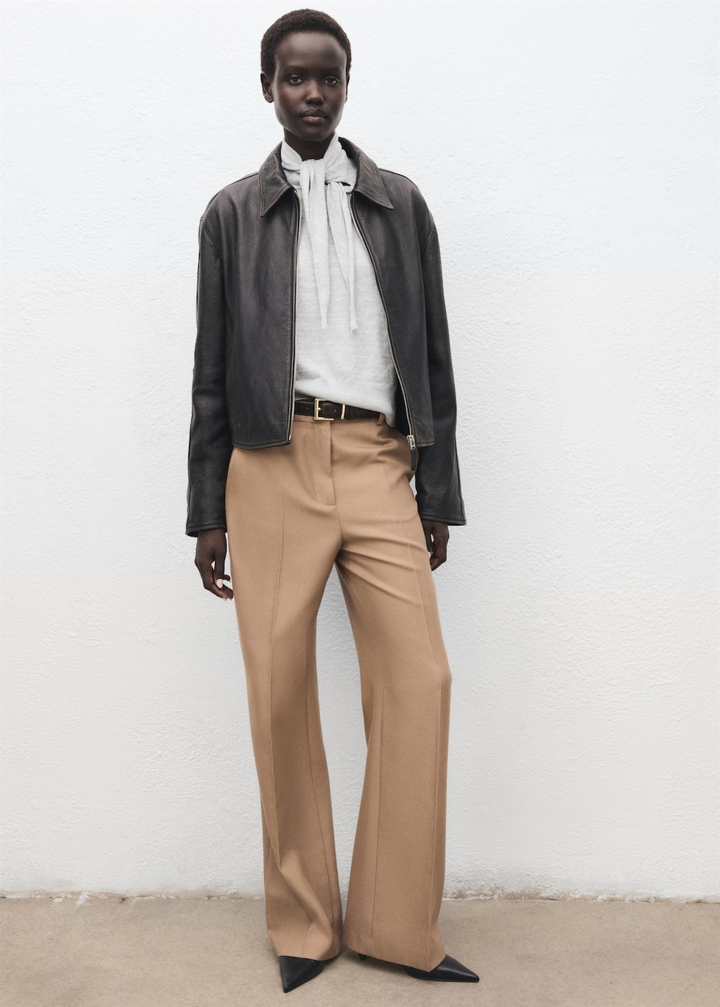 Mango Turtleneck sweater with knot