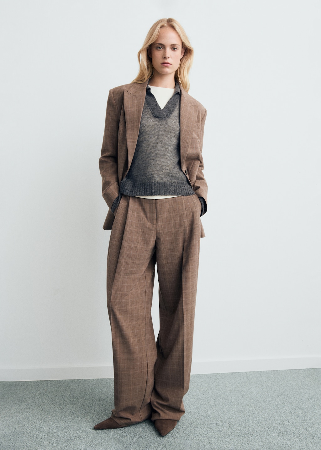 Semi-transparent polo-neck sweater