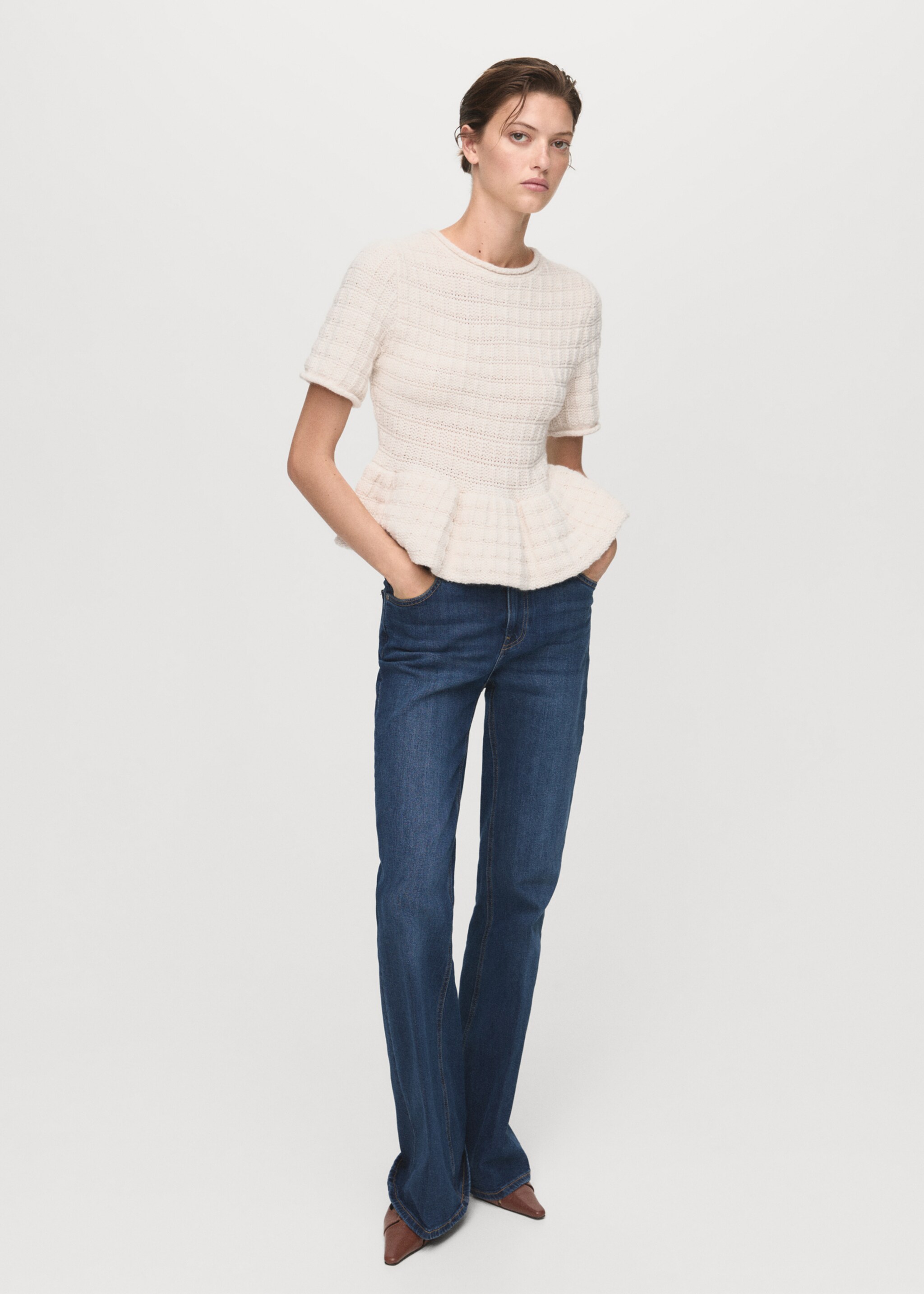 Textured ruffle sweater - General plane, Ecru. Ref: 17005844-00.