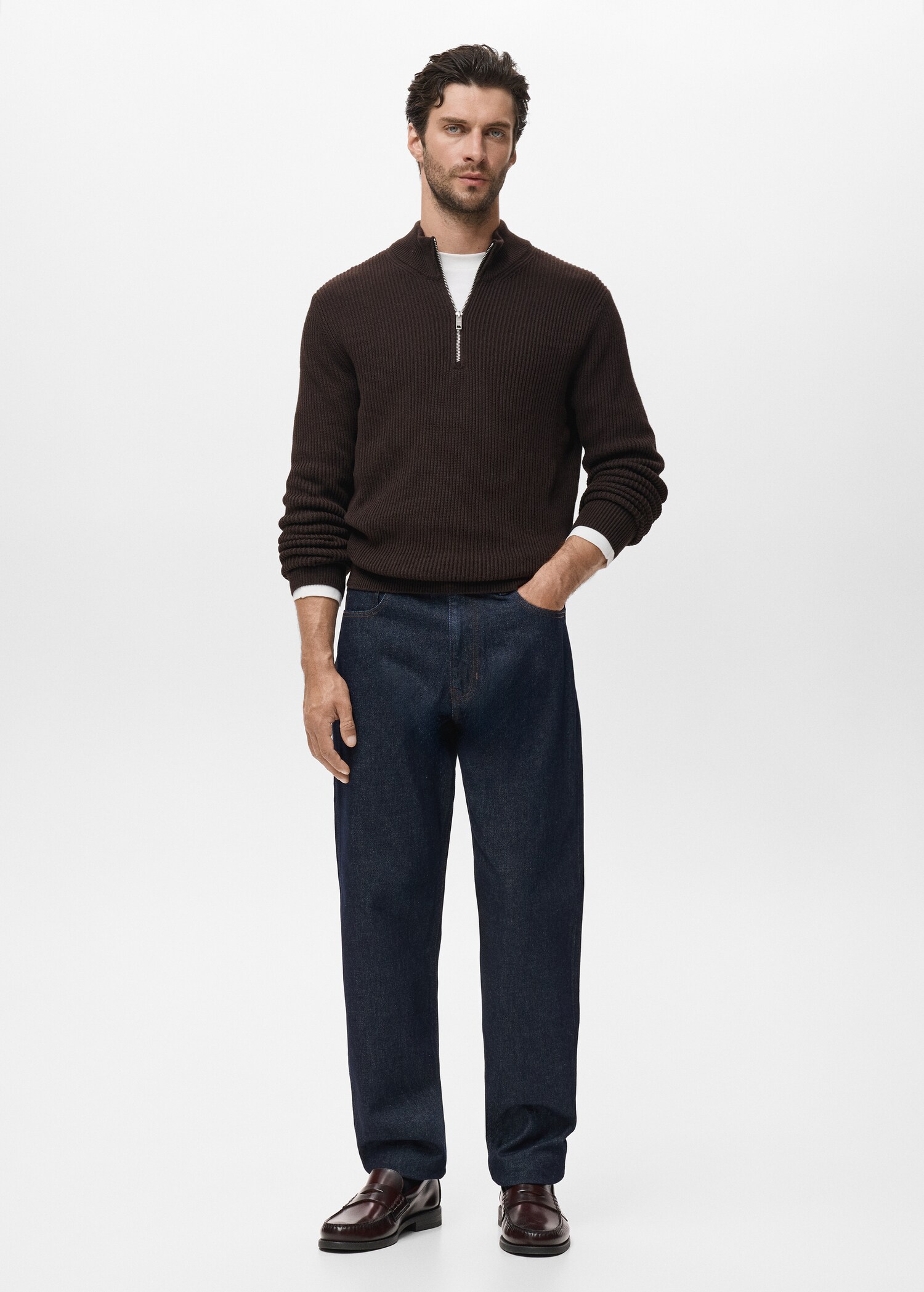 100% cotton perkins-neck sweater - General plane