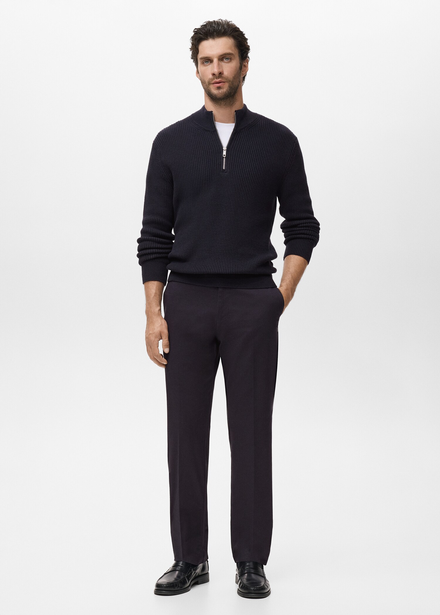100% cotton perkins neck jumper - General plane