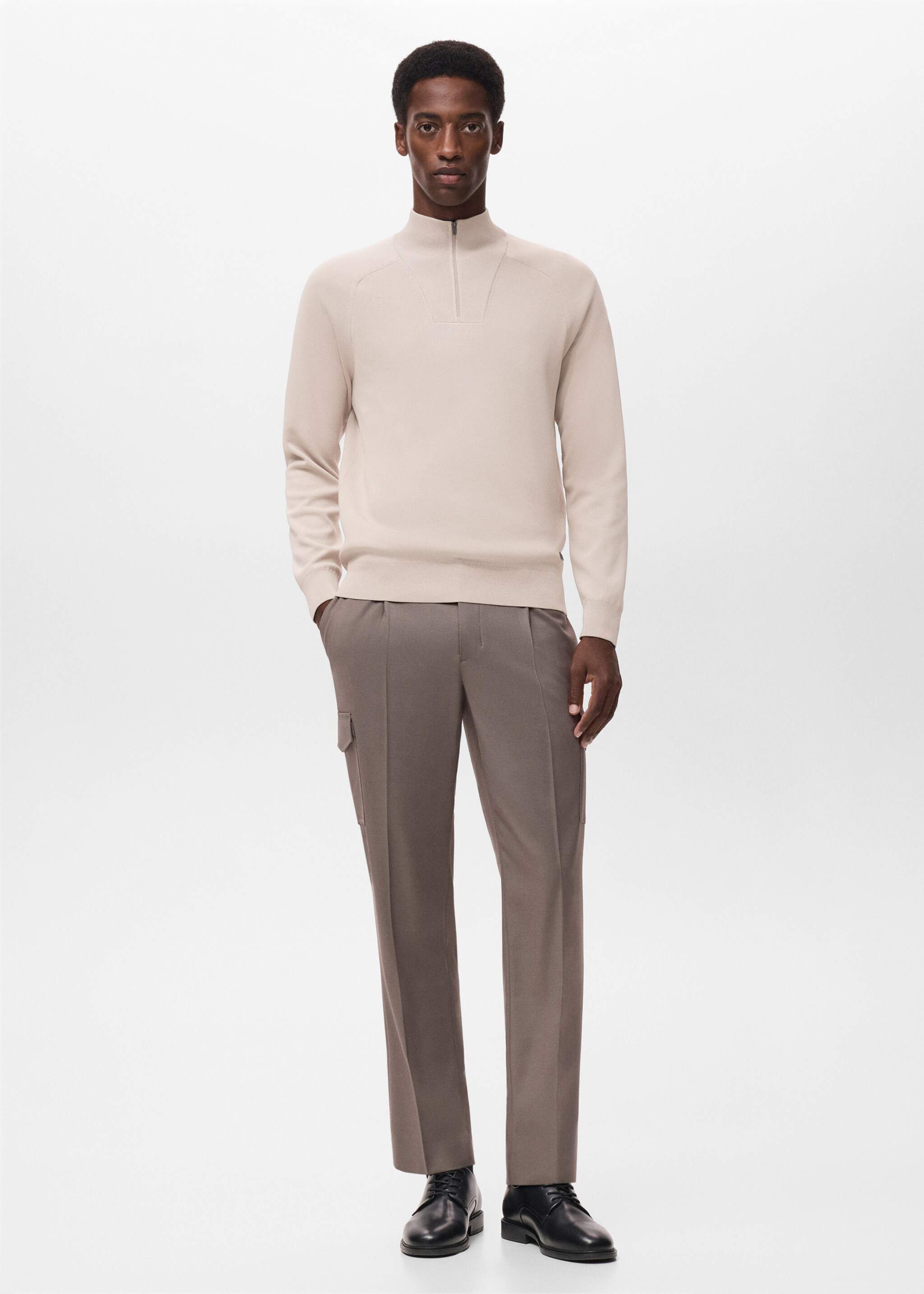 Breathable zip-neck sweater - General plane, Ivory White. Ref: 17005979-00.