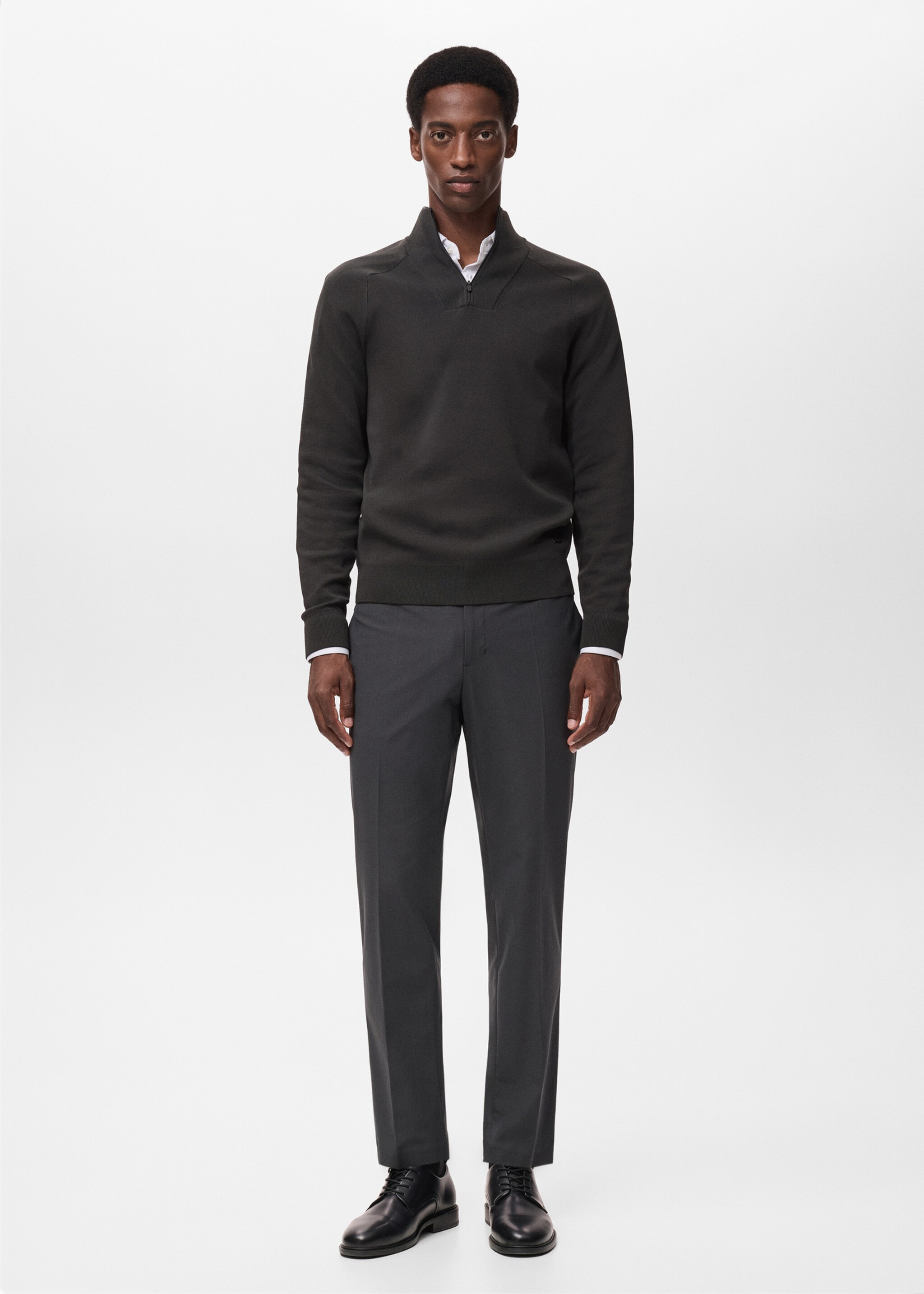 Breathable zip-neck sweater - General plane, Dark Green. Ref: 17005979-00.