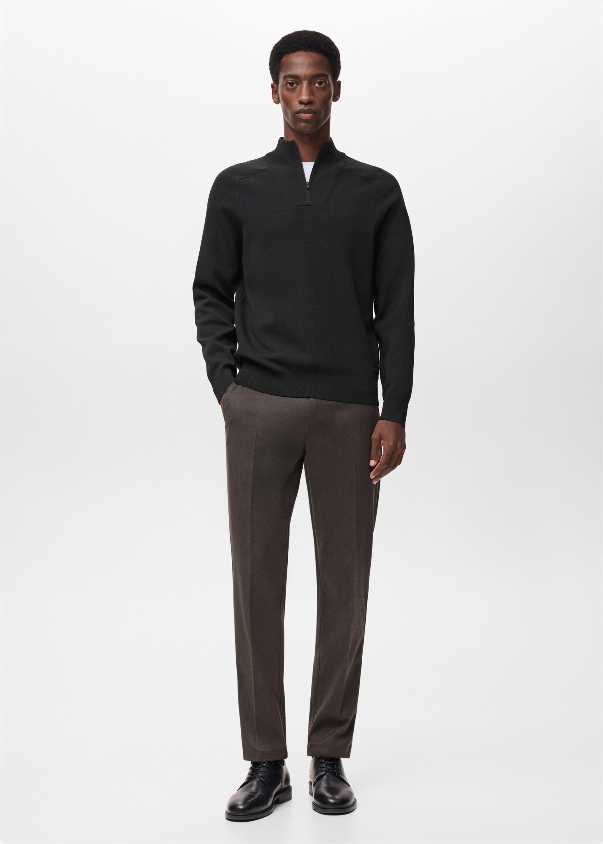 Breathable zip-neck sweater - General plane, Black. Ref: 17005979-00.