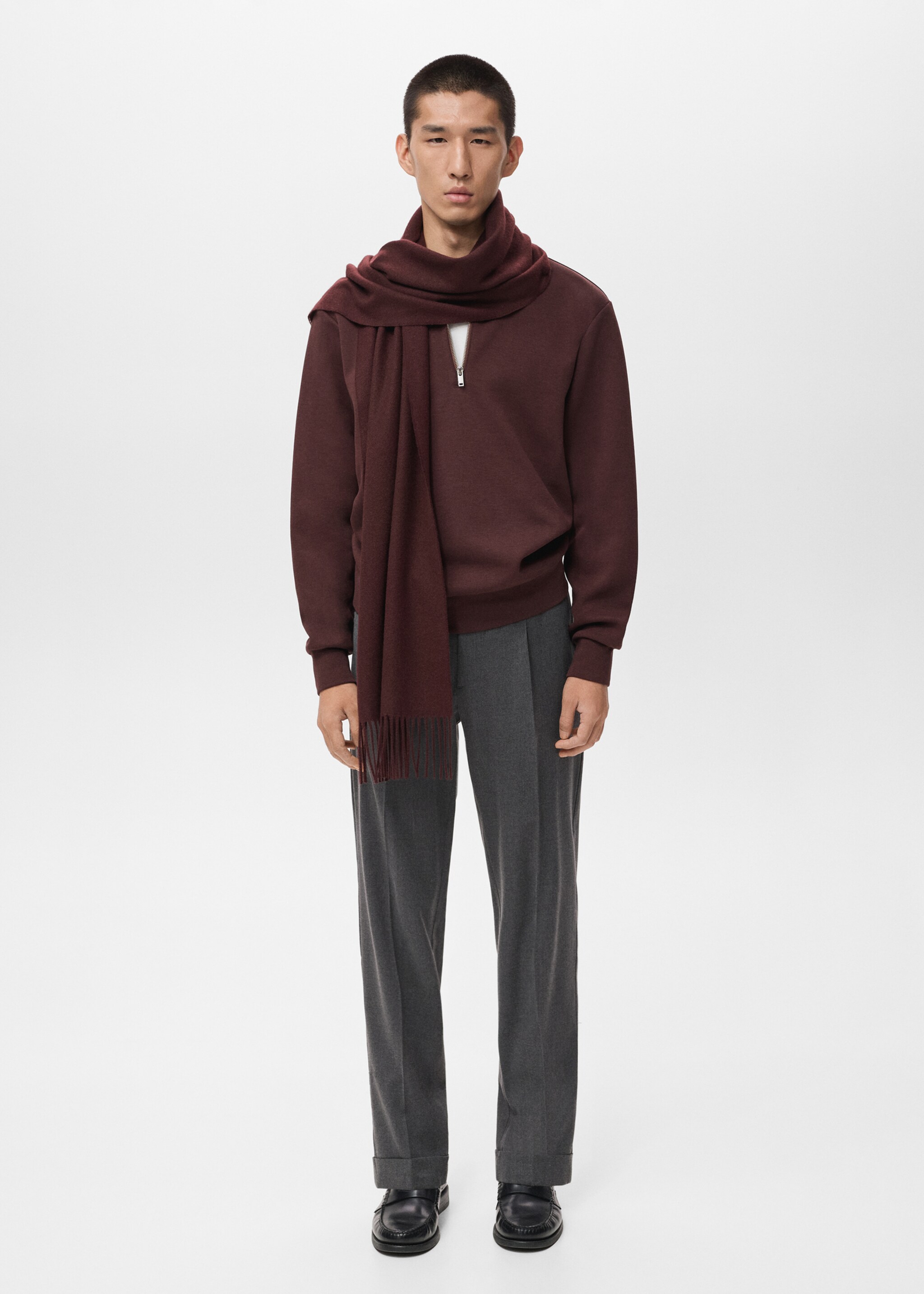Regular-fit zip-neck sweatshirt - General plane, Wine. Ref: 17005982-00.