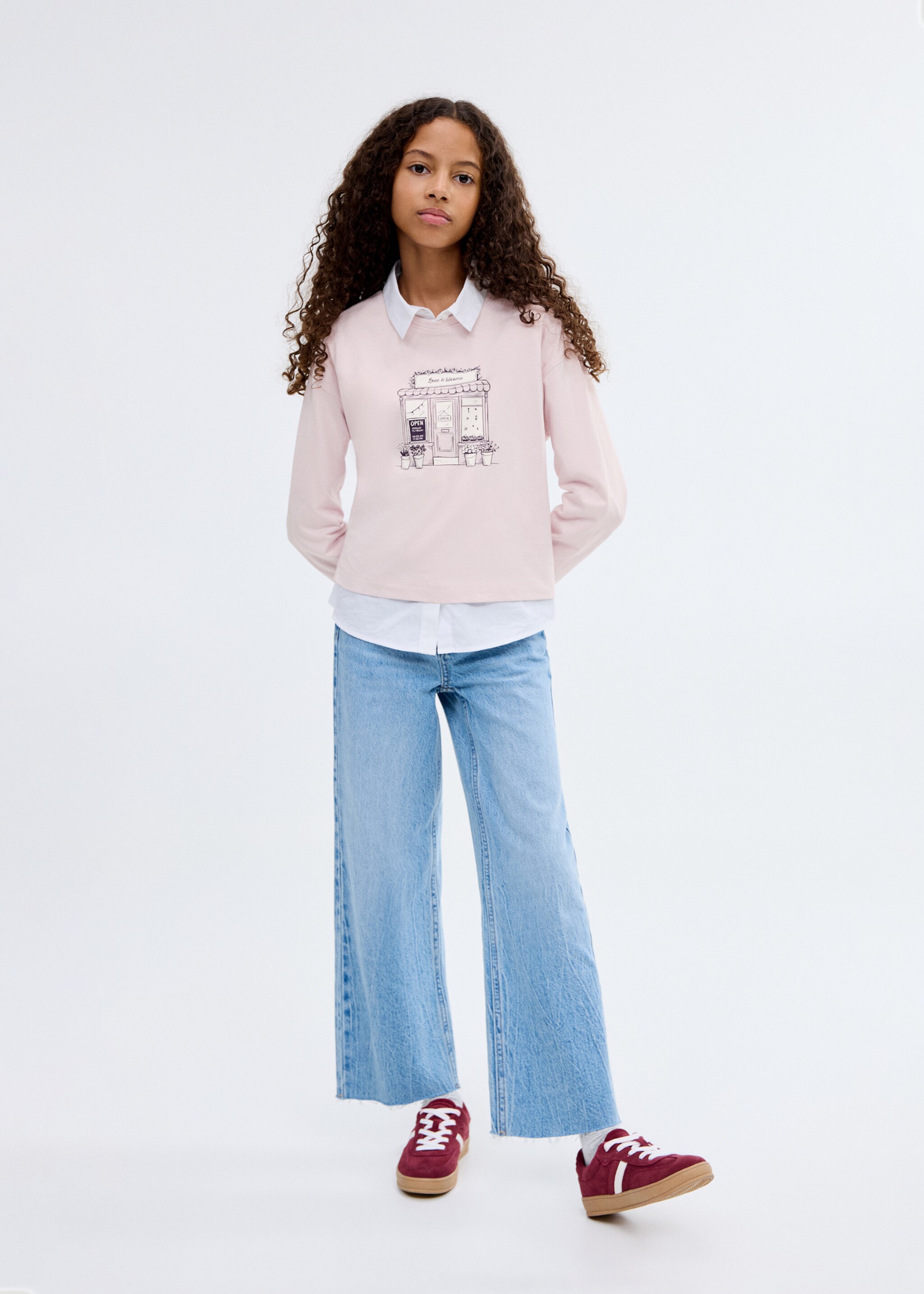T-shirt manches longues imprimé - Plan général, Violet clair/pastel. Ref: 17006346-00.