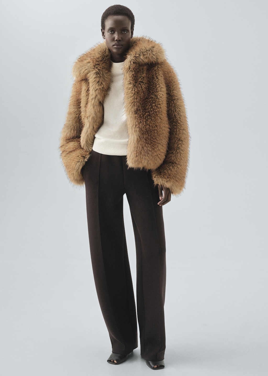 High collar wool sweater