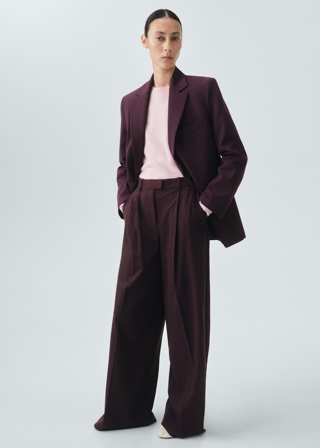 Straight wool suit pants