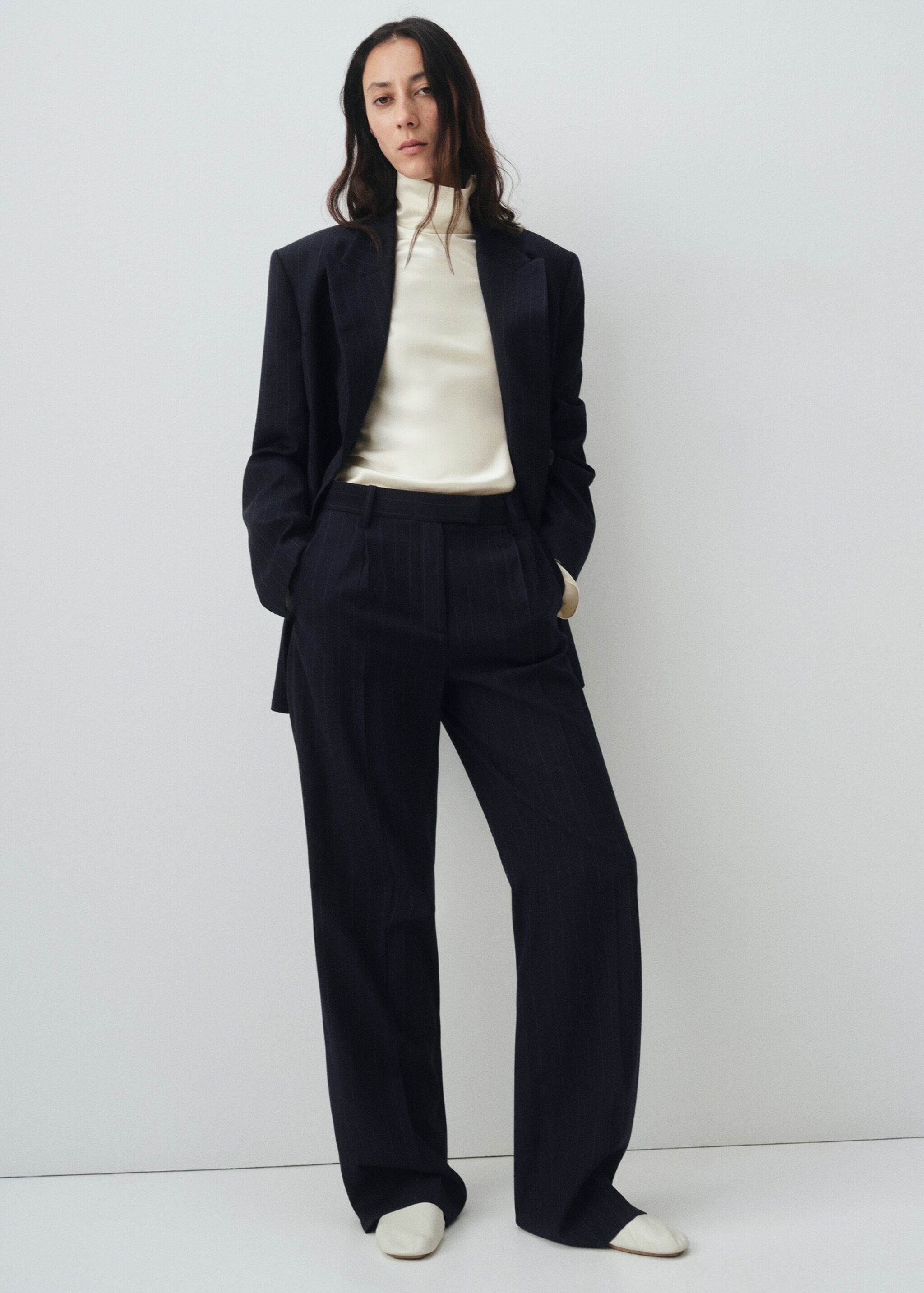 Pinstripe suit trousers - General plane, Navy. Ref: 17006369-00.