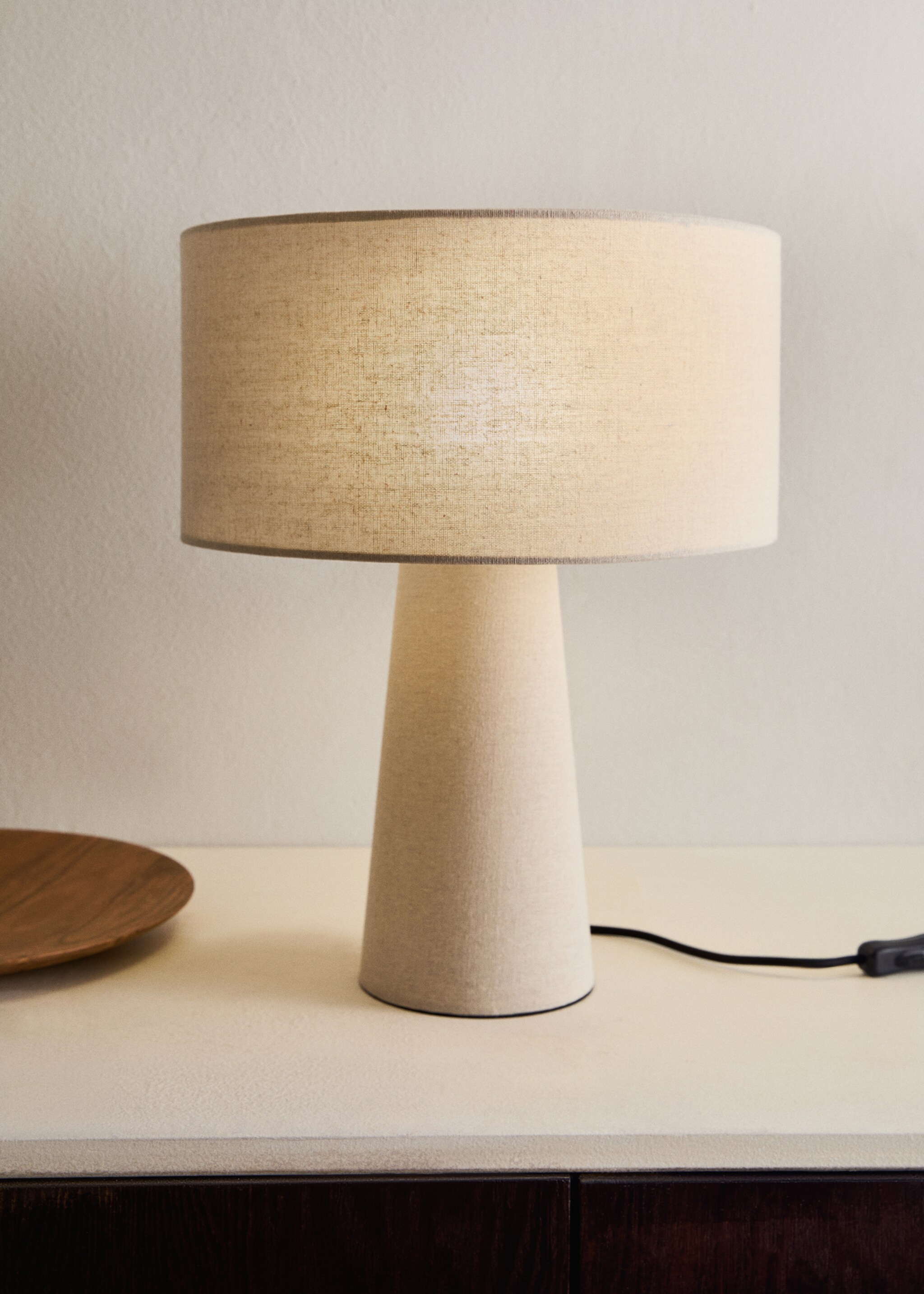 Grande lampe de table en tissu - Plan général, Beige. Ref: 17006729-00.