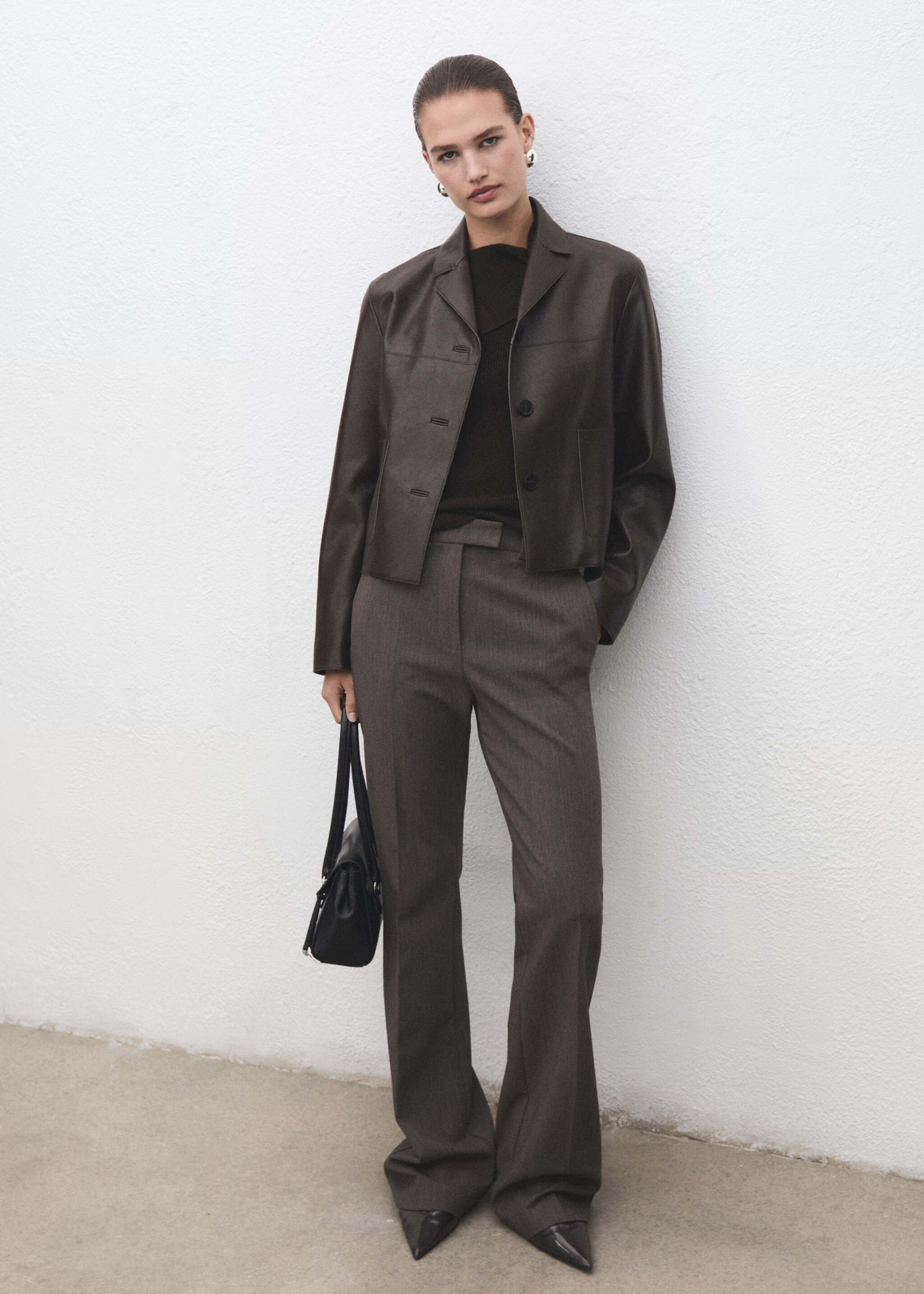 Mid-rise flare trousers - General plane, Grey. Ref: 17006734-00.