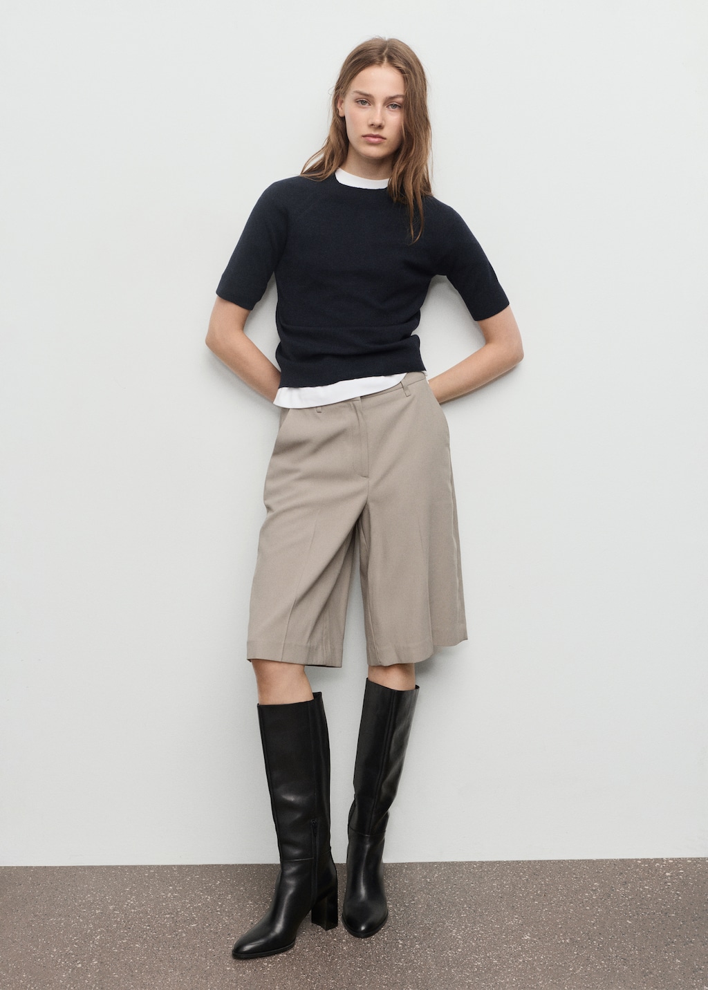 Mango Short-sleeved wool-blend sweater thumbnail