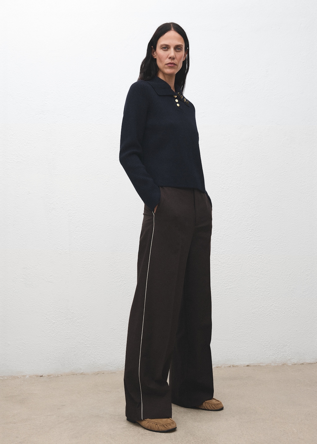 Mango Ribbed polo-neck sweater with buttons thumbnail