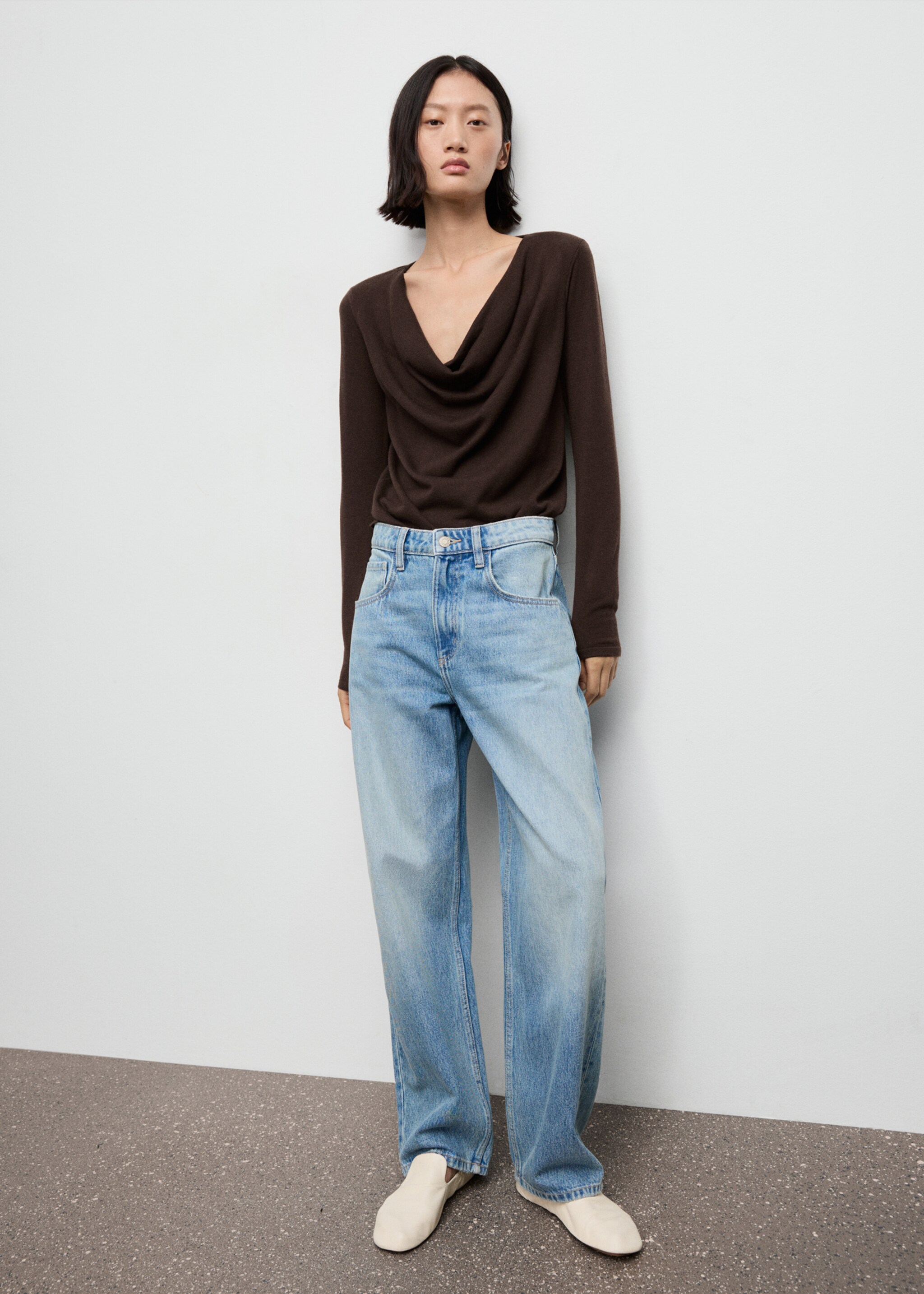 Cowl neck sweater - General plane, Chocolate. Ref: 17007803-00.