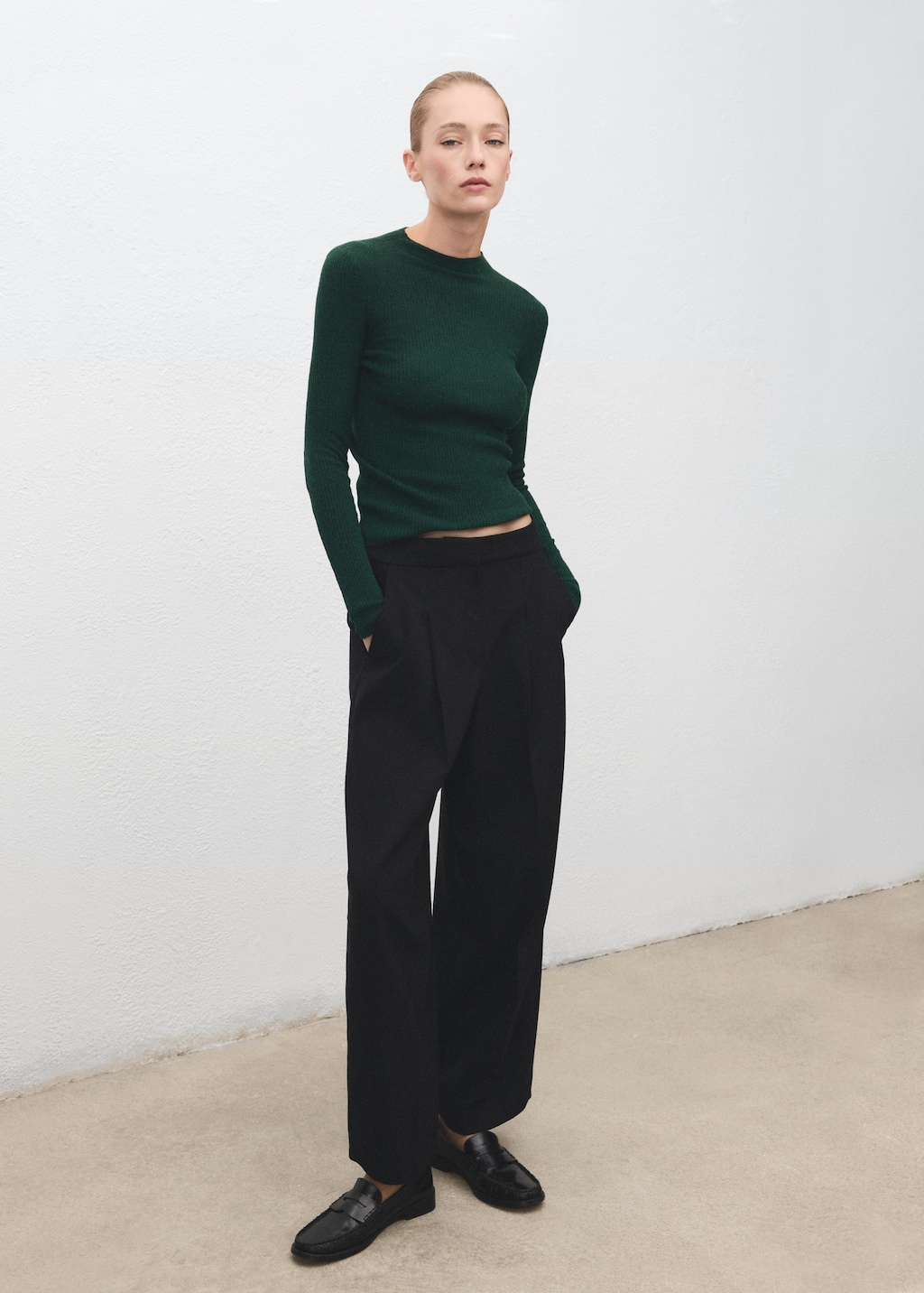 Mango Ribbed sweater with perkins neck