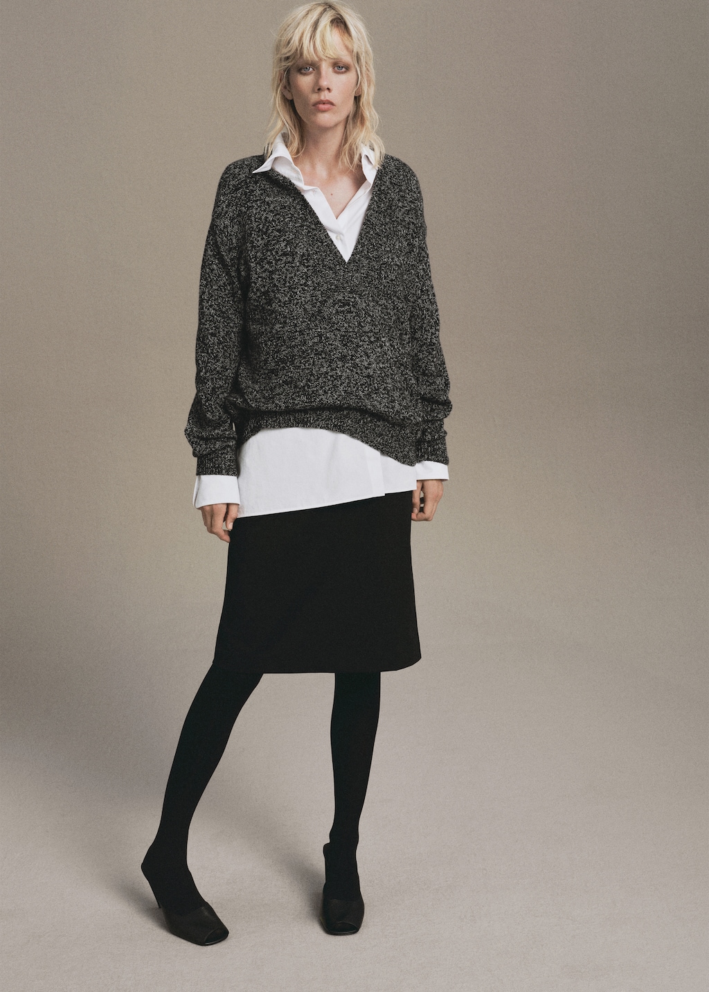 Speckled V-neck sweater