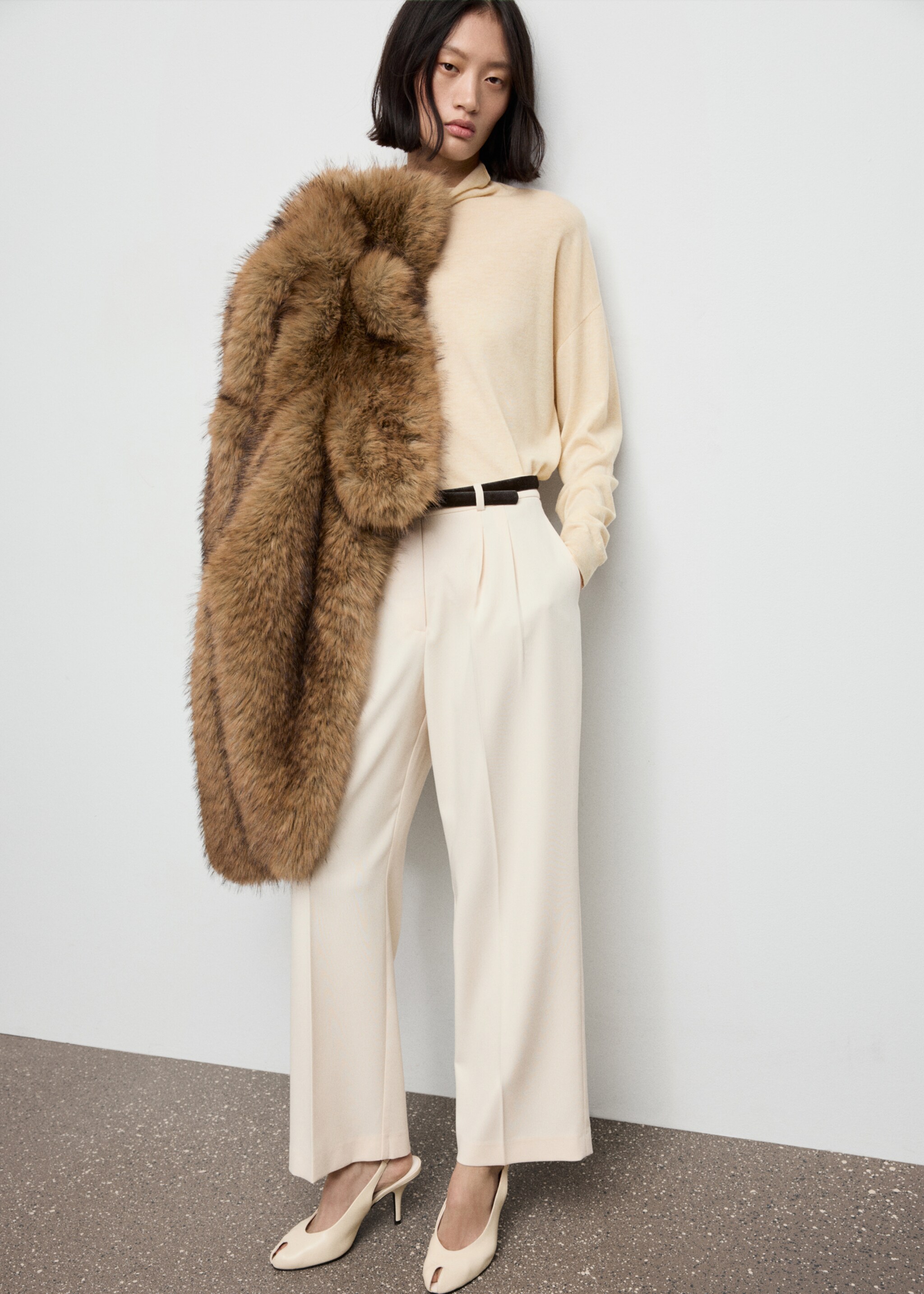 Cable-knit turtleneck sweater - General plane, Pastel Yellow. Ref: 17007819-00.