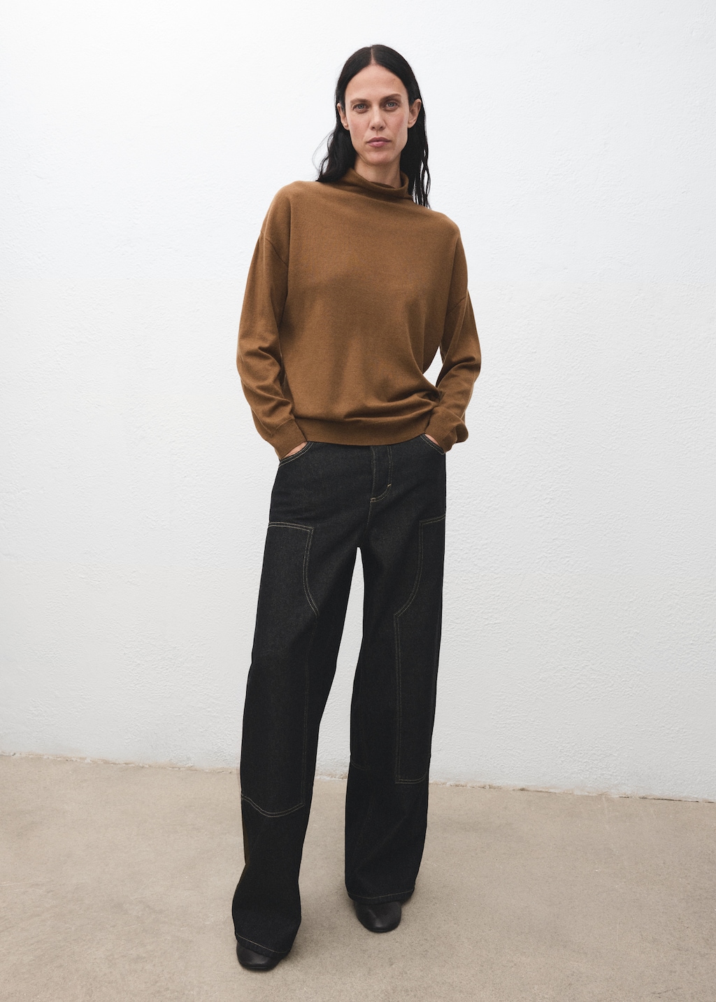Mango Cable-knit turtleneck sweater