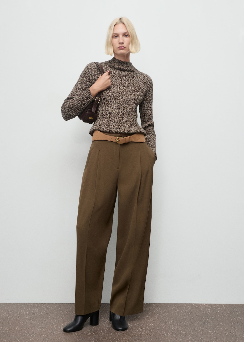 Speckled perkins-neck sweater