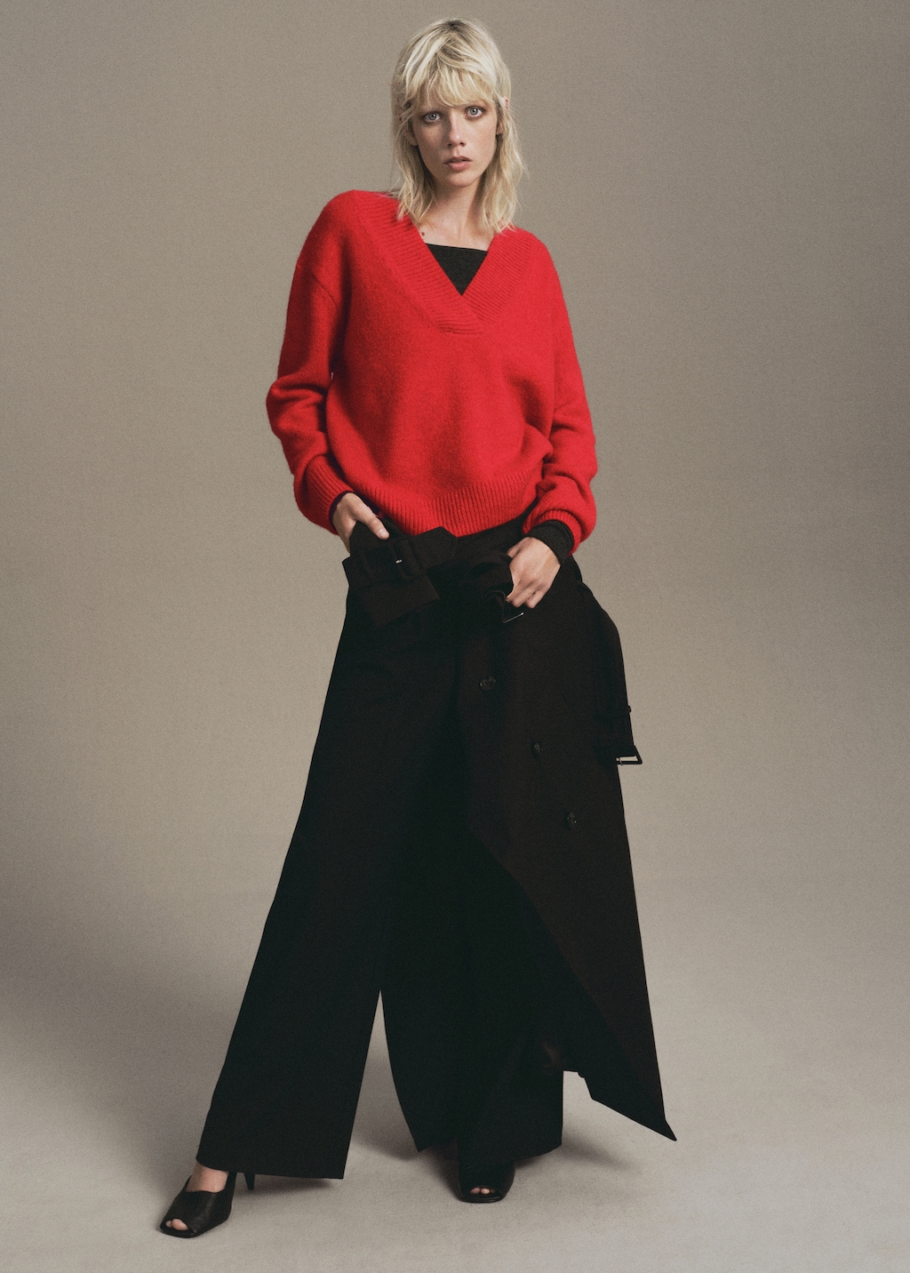 Chunky-knit V-neck sweater