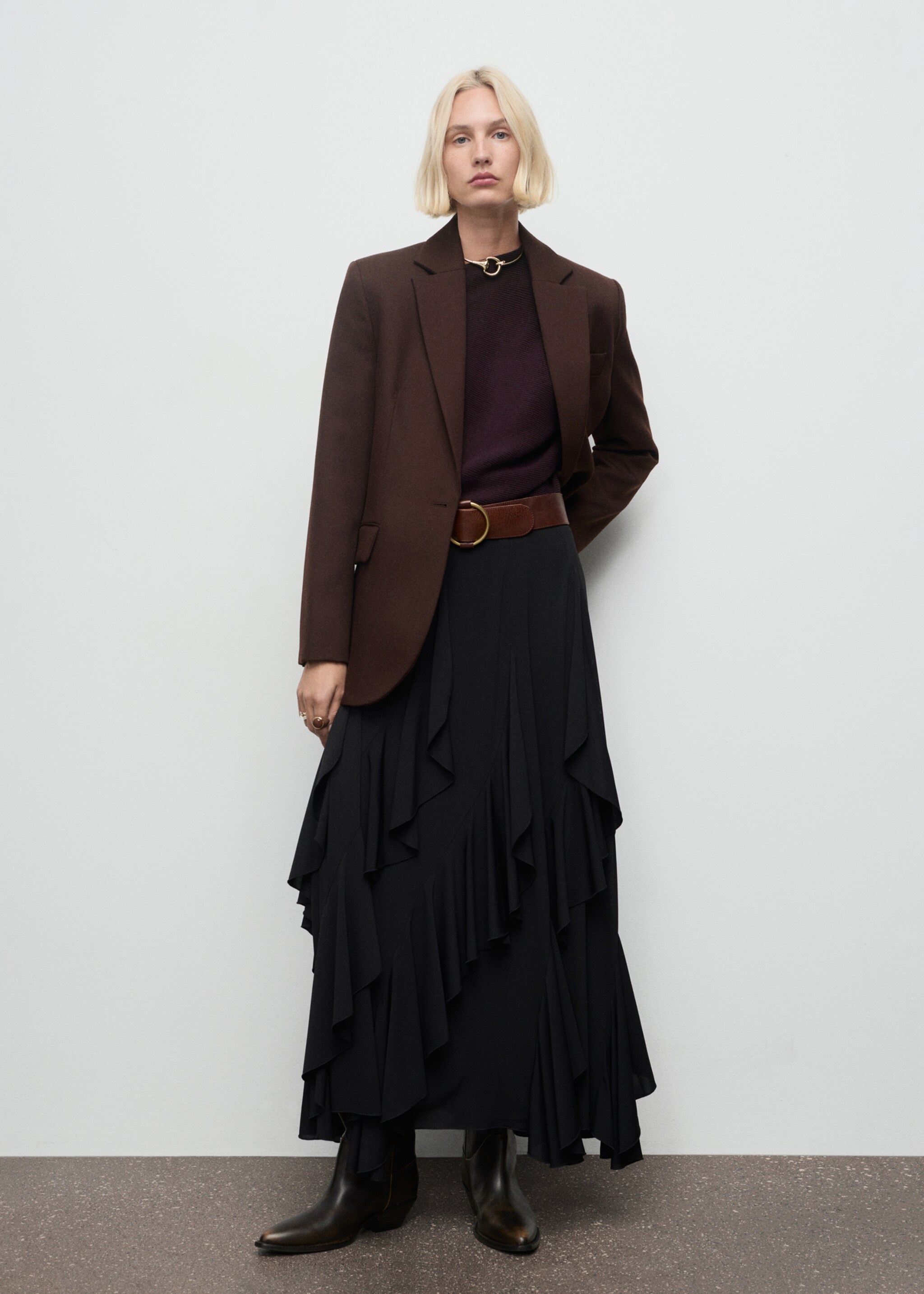Sweater with asymmetrical neck and jewel buttons - General plane, Wine. Ref: 17007845-00.