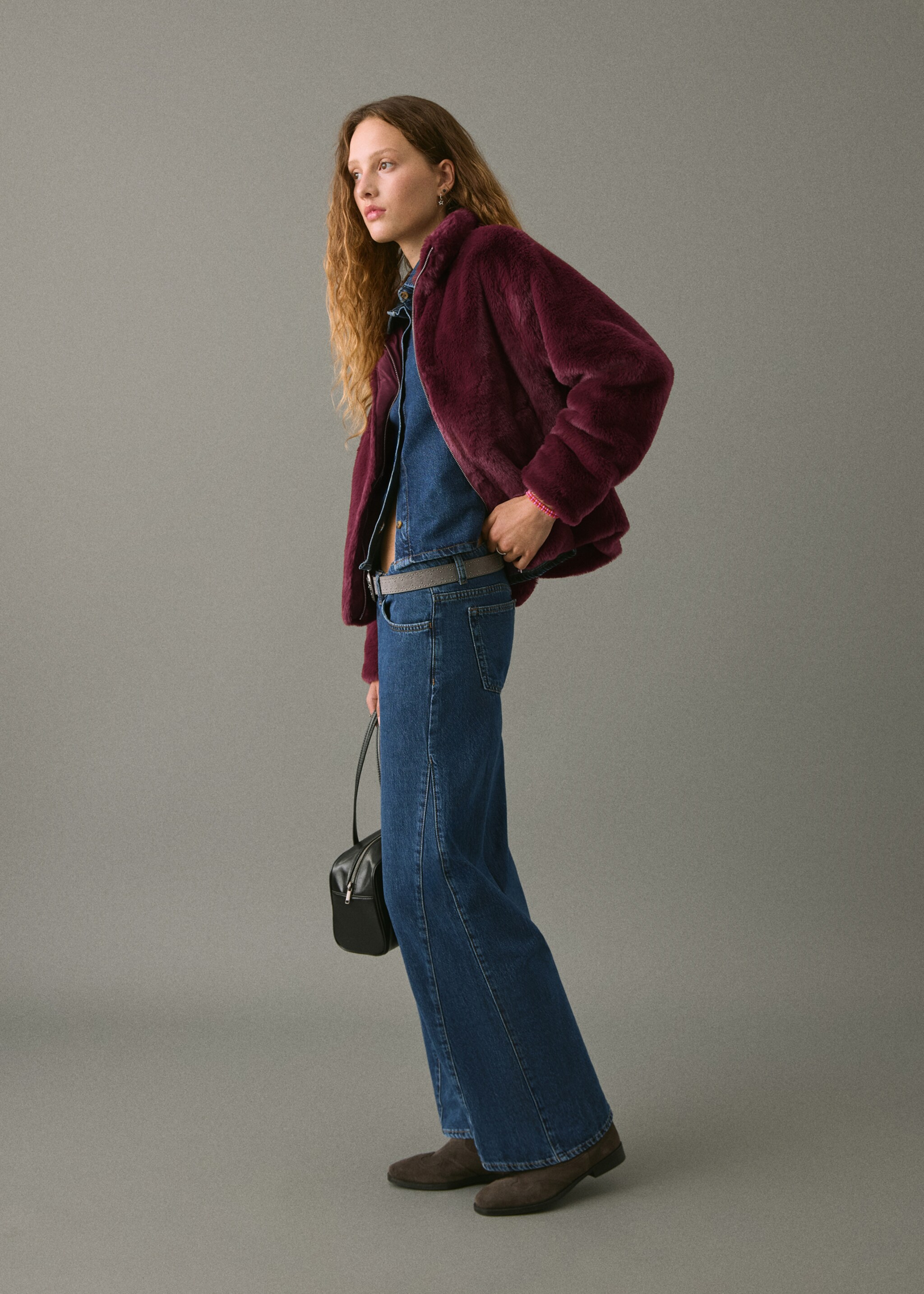 Fur-effect coat - General plane, Maroon. Ref: 17007884-00.