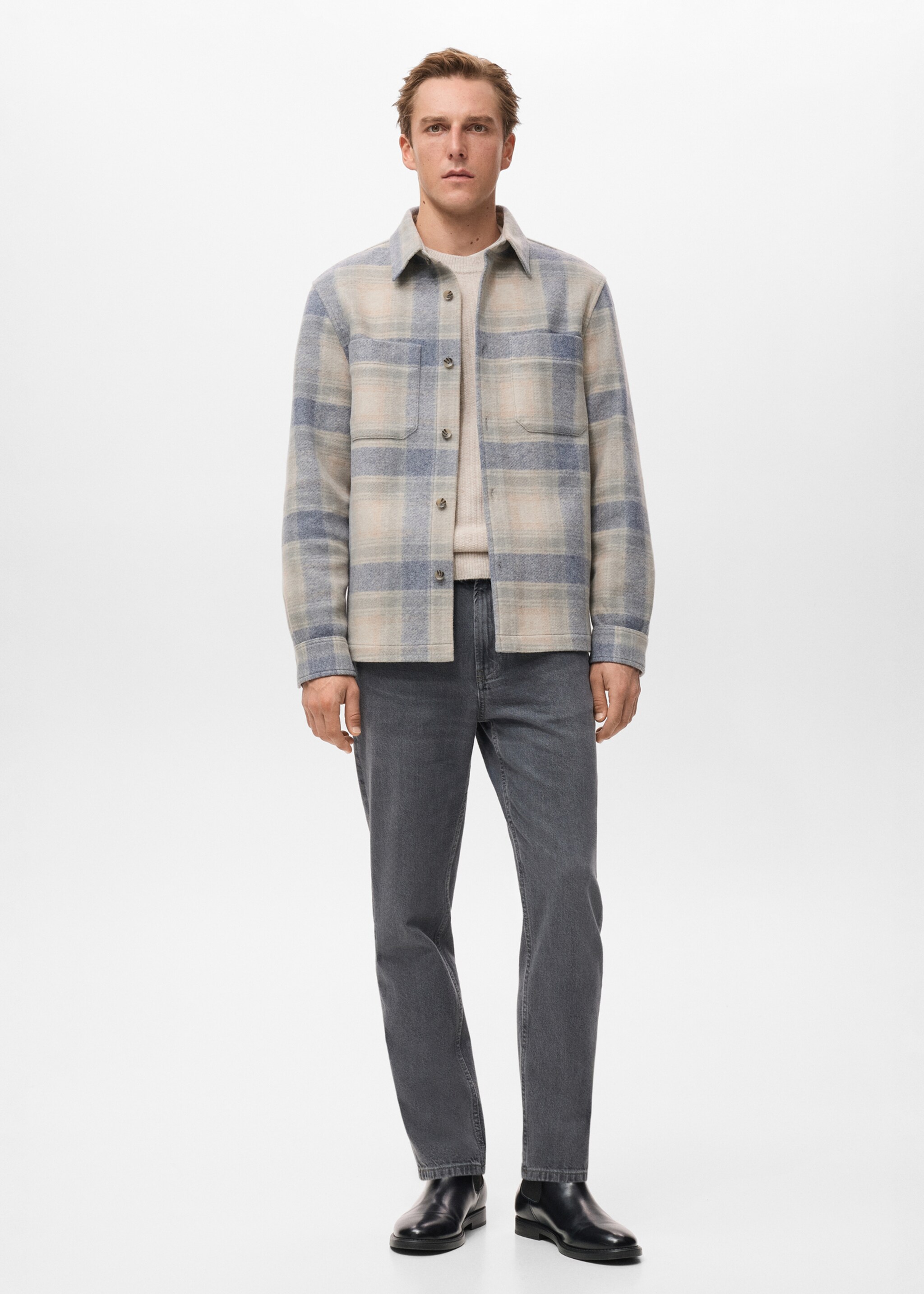 Checkered Flannel Jacket - Plano geral, Azul-celeste. Ref: 17007894-00.