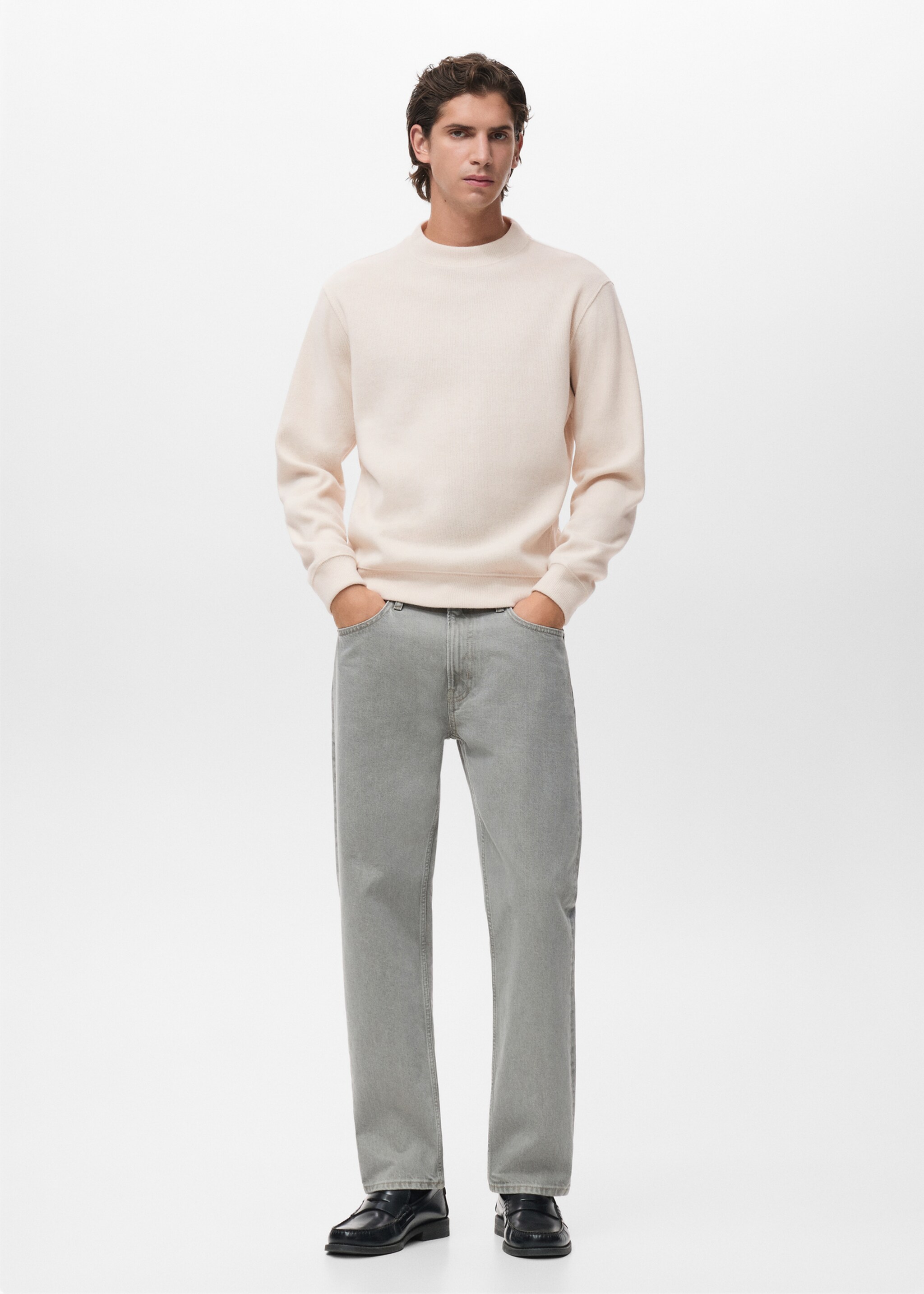 Sweatshirt de malha regular fit - Plano geral, Cru. Ref: 17007902-00.