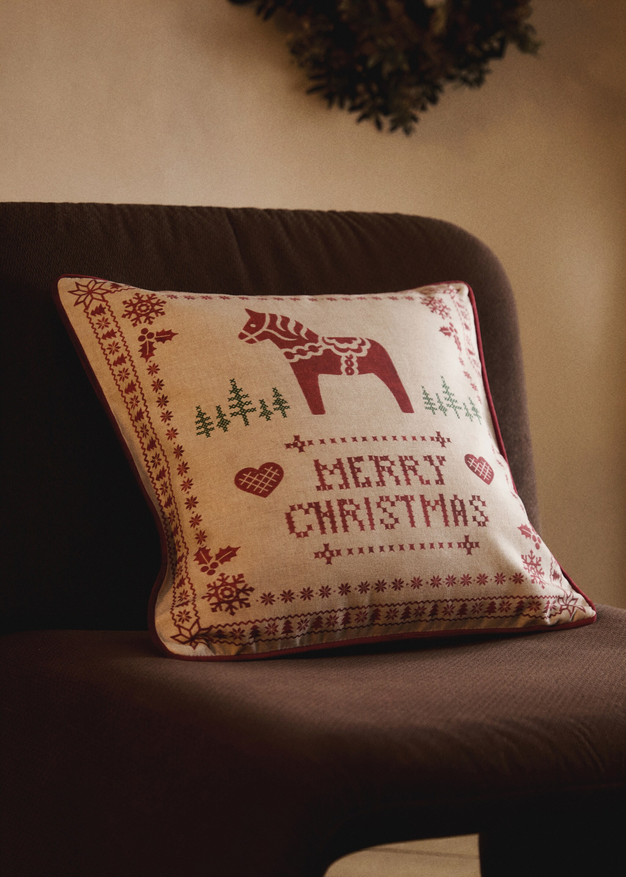 Children's Christmas cushion cover 40x60 cm - General plane, Beige. Ref: 17007916-00.