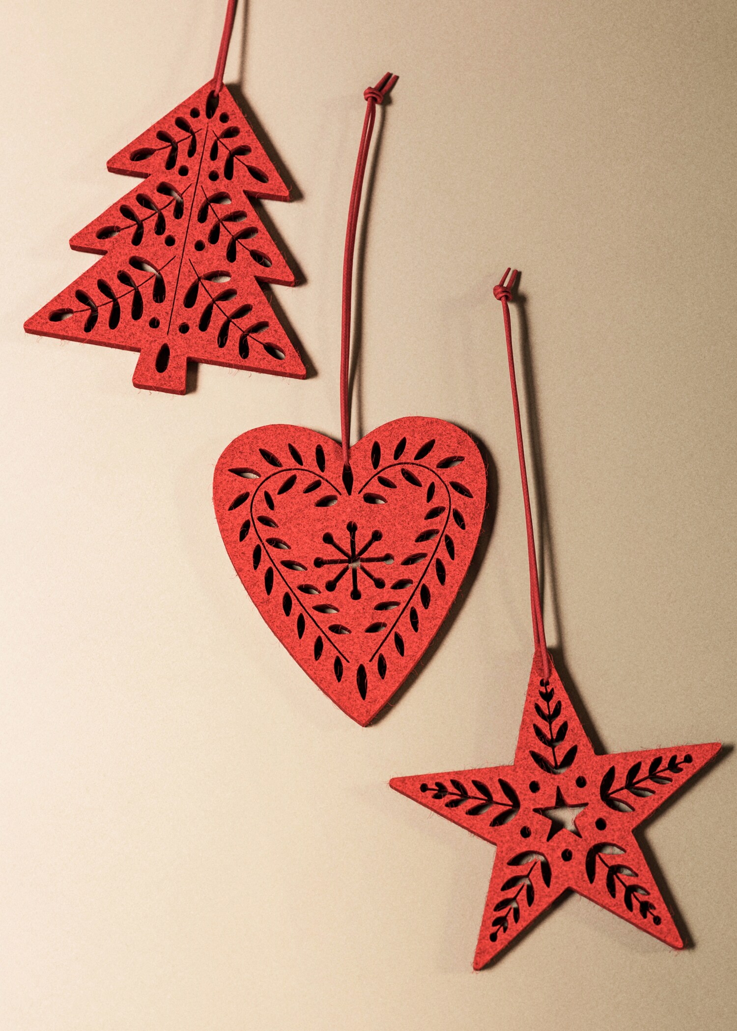 Στολίδια δέντρου από τσόχα 9 τμχ - Γενικό πλάνο