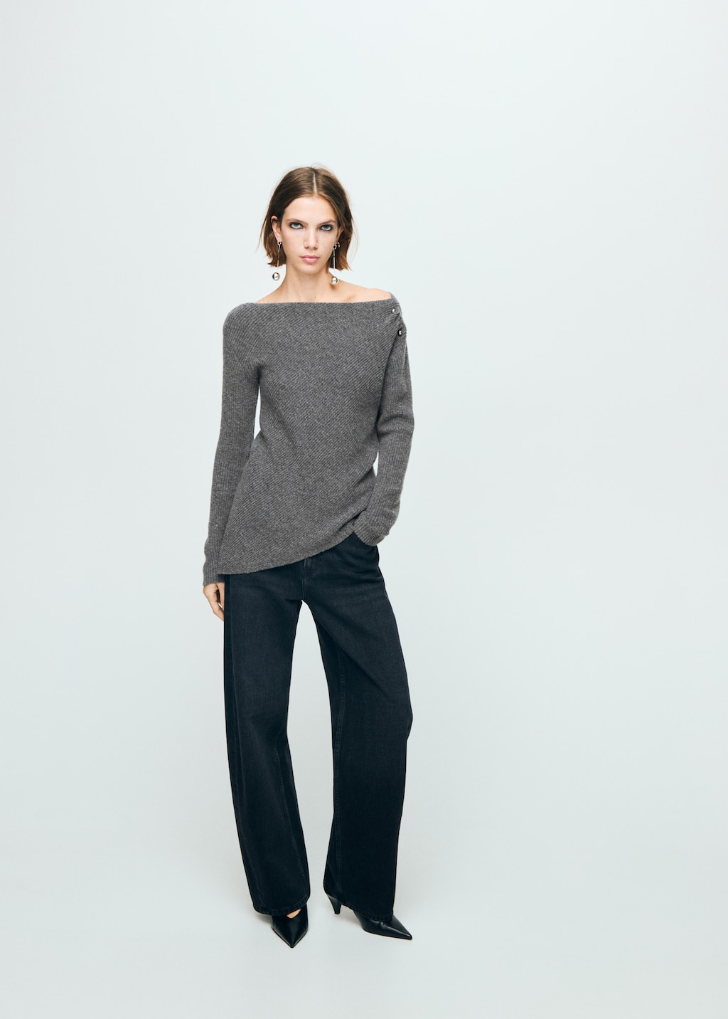Asymmetrical sweater with metallic detail