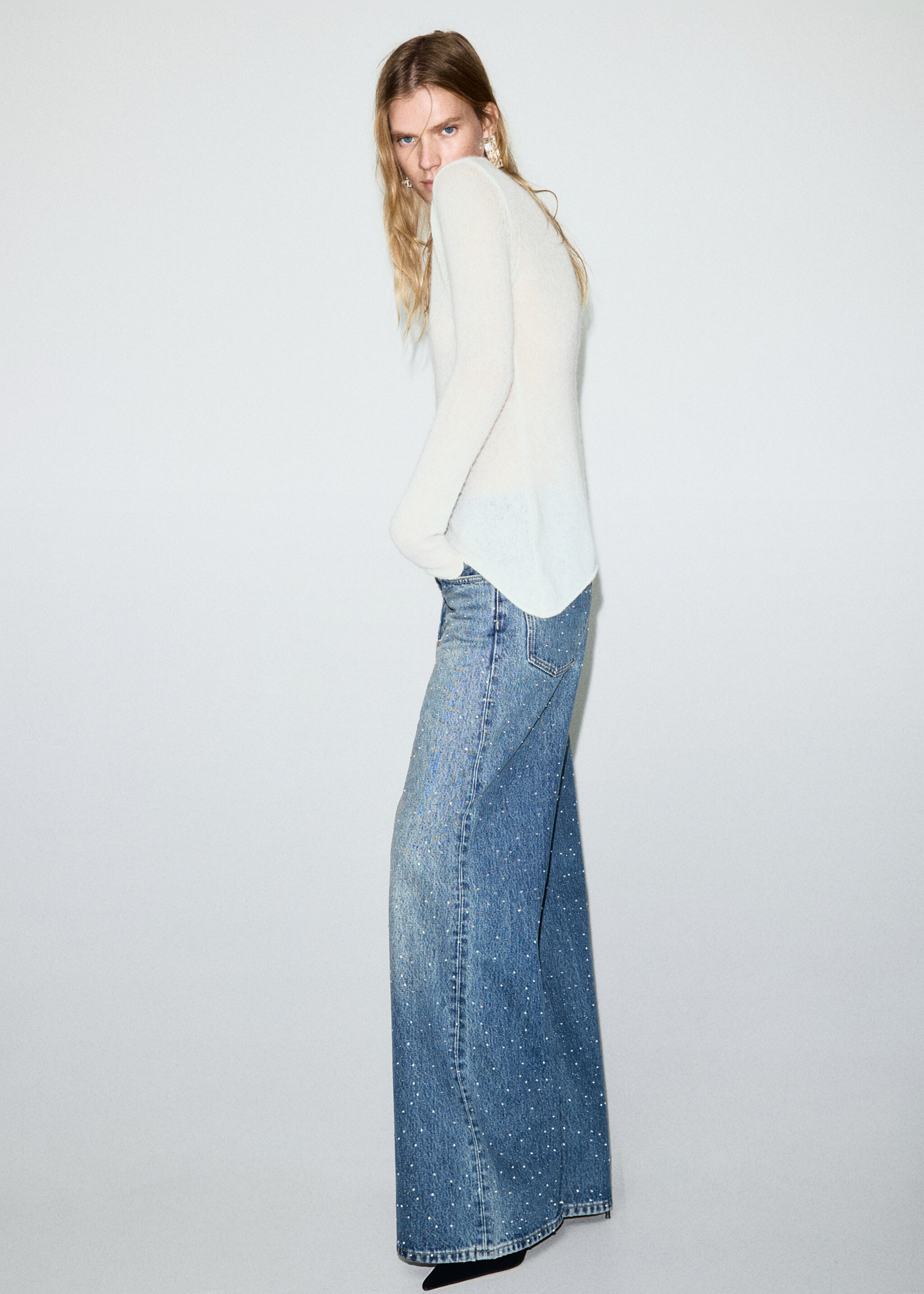 Asymmetrical alpaca and wool blend sweater - General plane, Off White. Ref: 17009130-00.