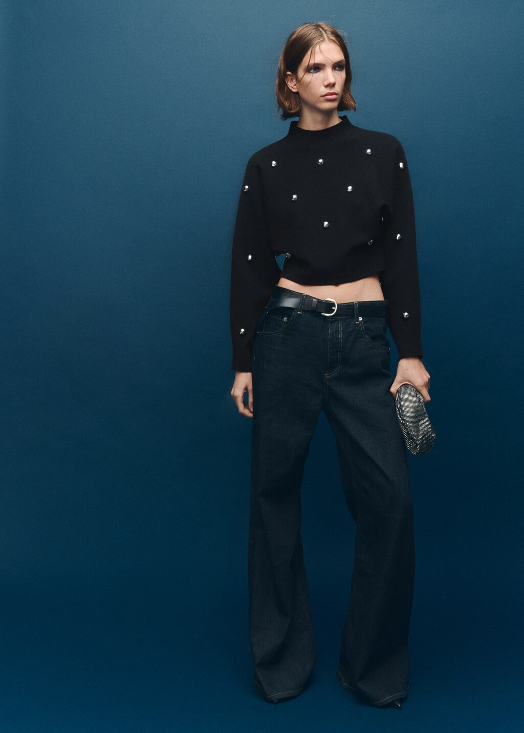 Mango Perkins-neck sweater with spheres