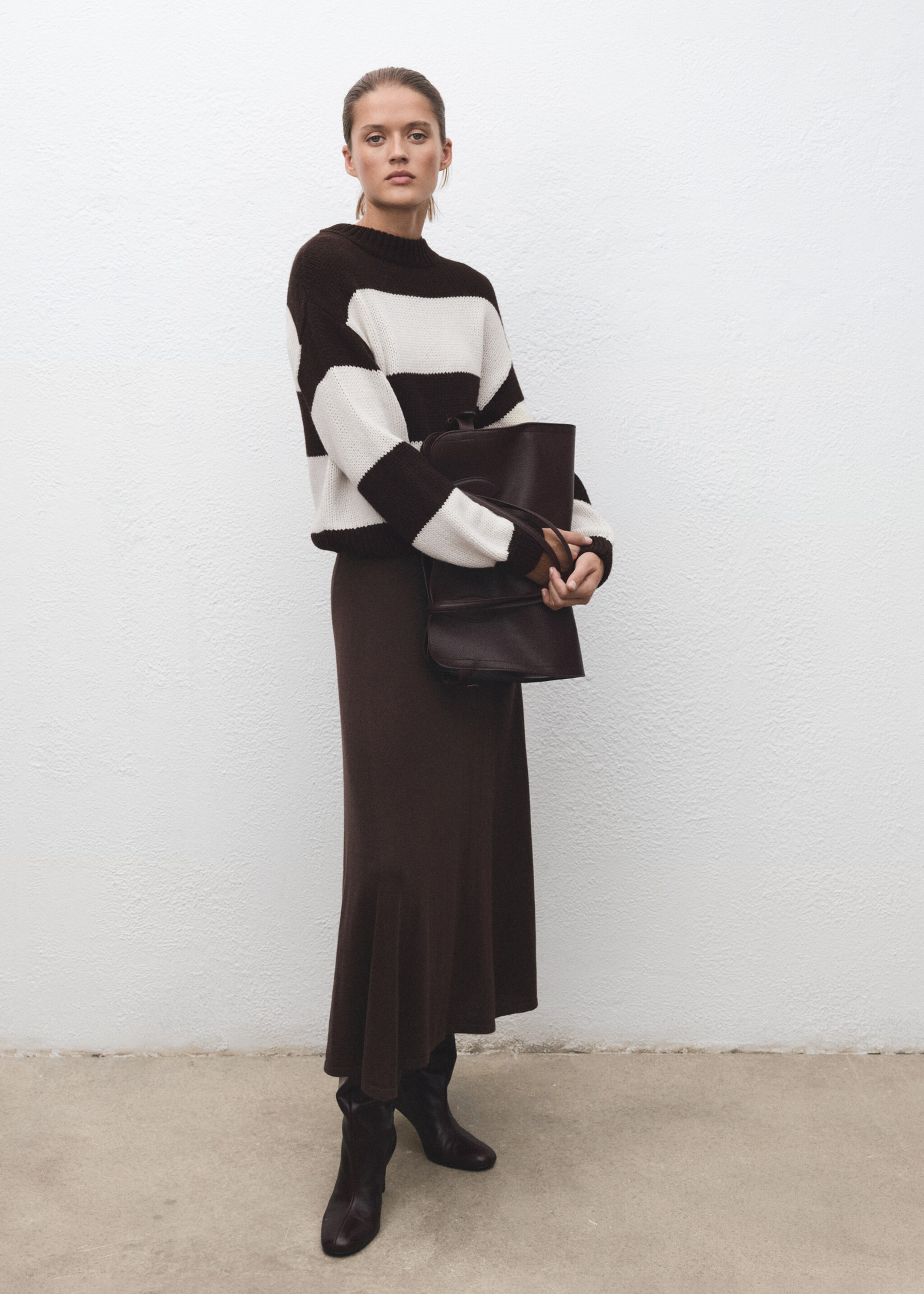 Knit striped sweater - General plane, Ecru. Ref: 17009139-00.
