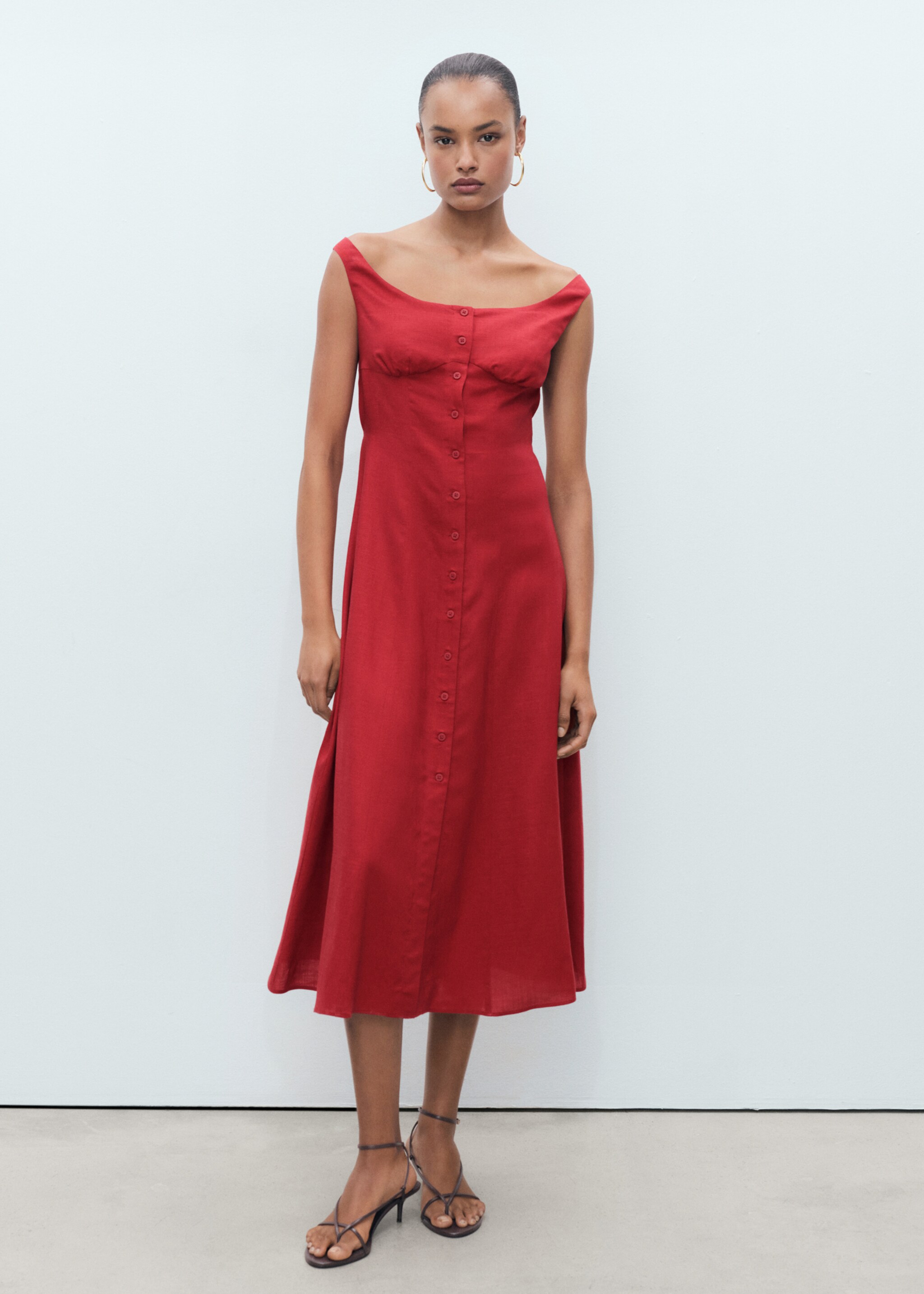 Robe en lin mélangé à boutons - Plan général