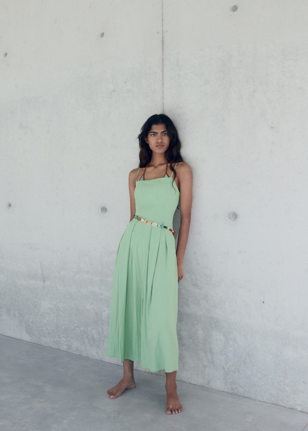 Midi-dress with pleats