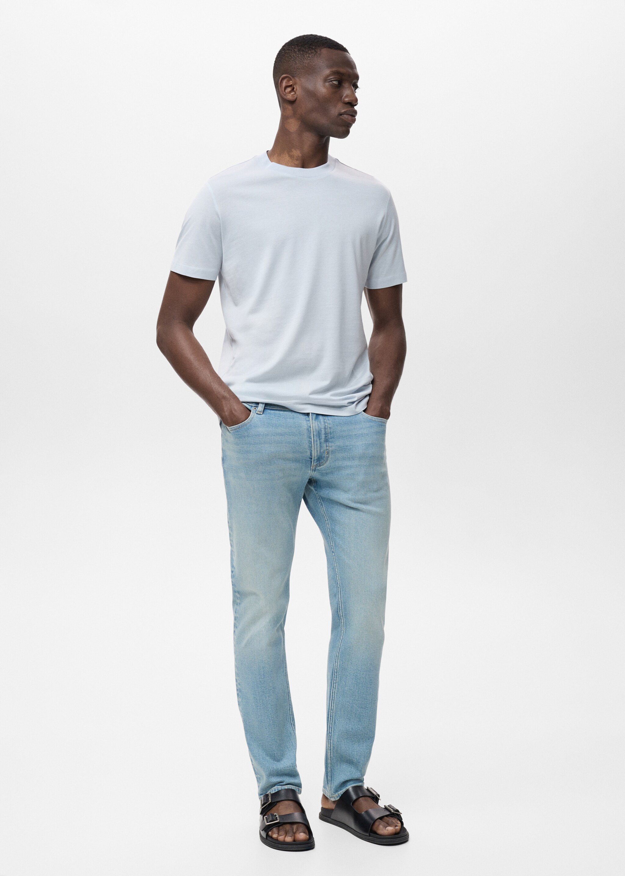 Jan slim-fit jeans with frayed effect - General plane