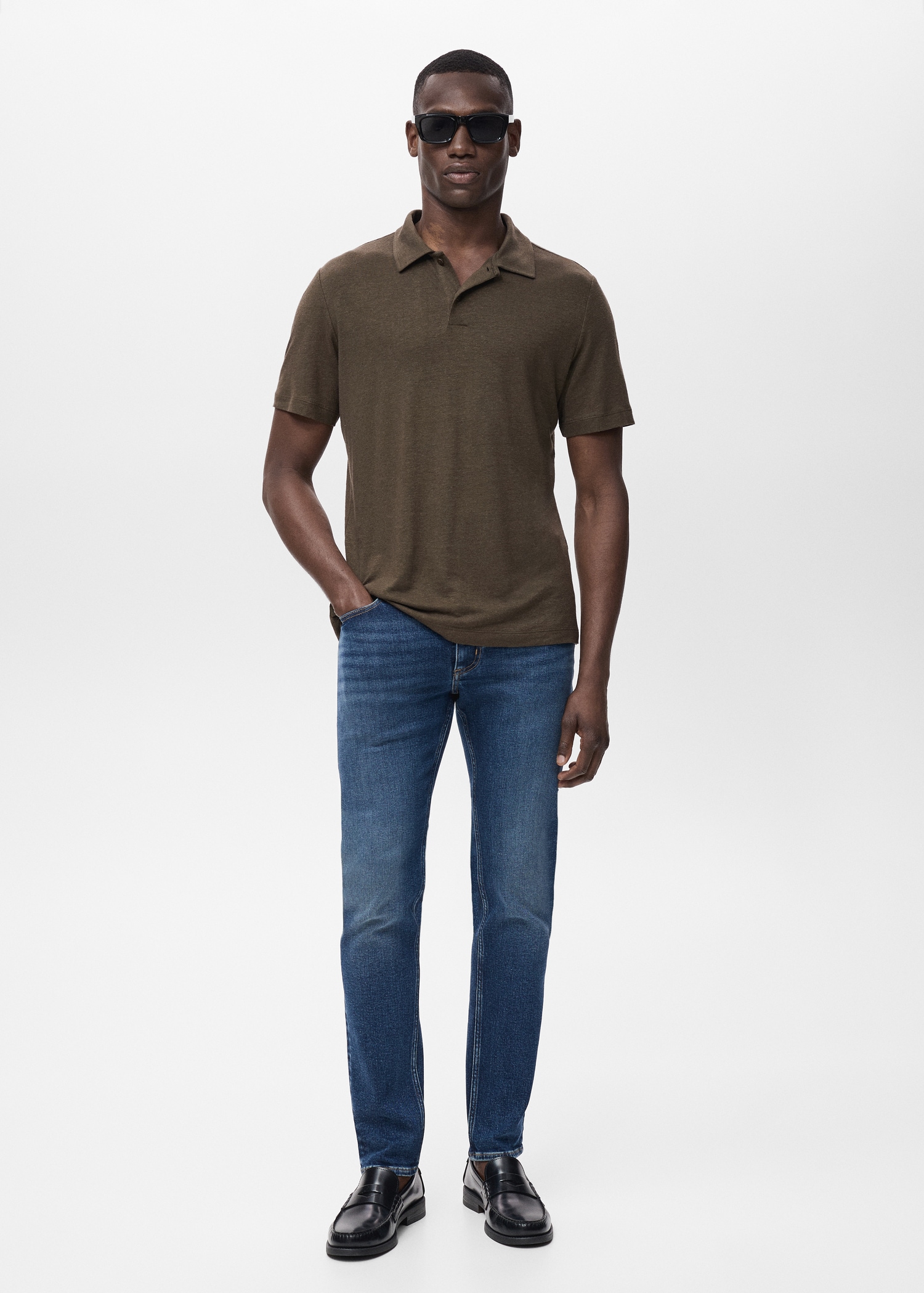 Slim Fit-Jeans Jan im Used-Look mit dunkler Waschung - Allgemeine Ansicht