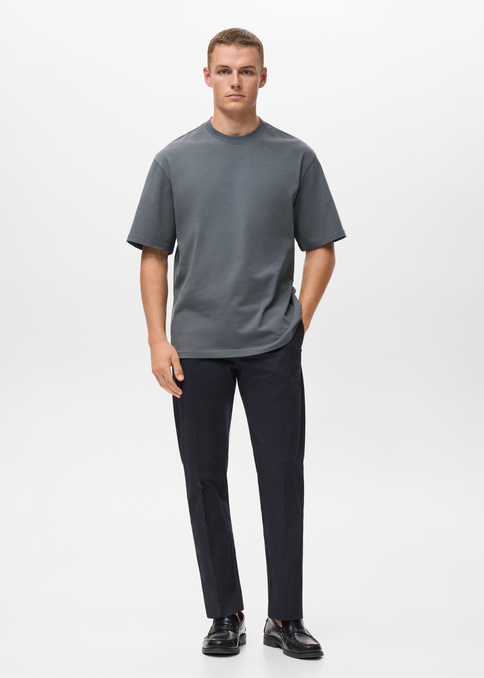 Relaxed Fit-T-Shirt aus 100 % Baumwolle - Allgemeine Ansicht, Indigoblau. Ref: 17011240-00.