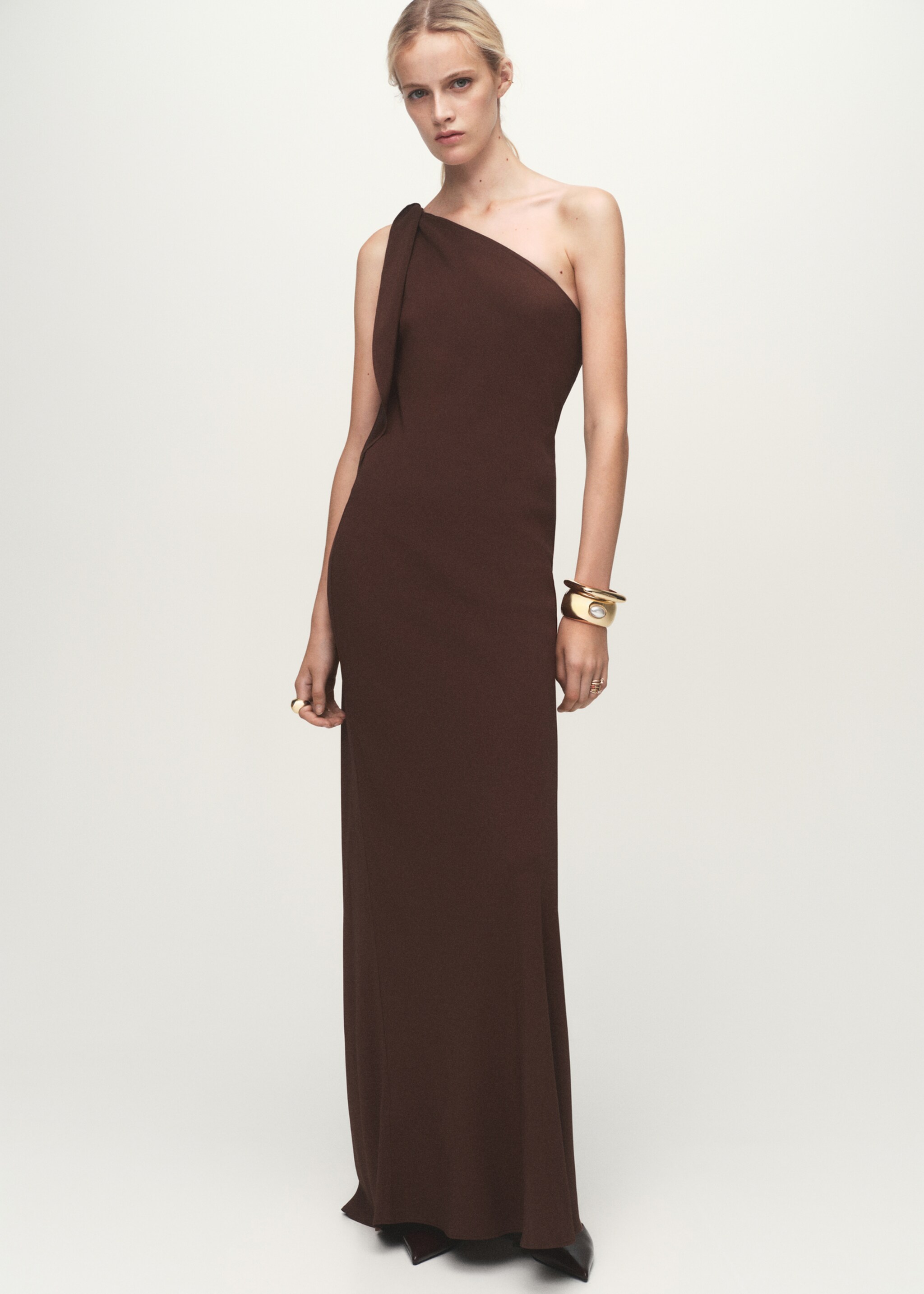 Asymmetrical dress with knot strap - General plane, Burnt Orange. Ref: 17011268-00.