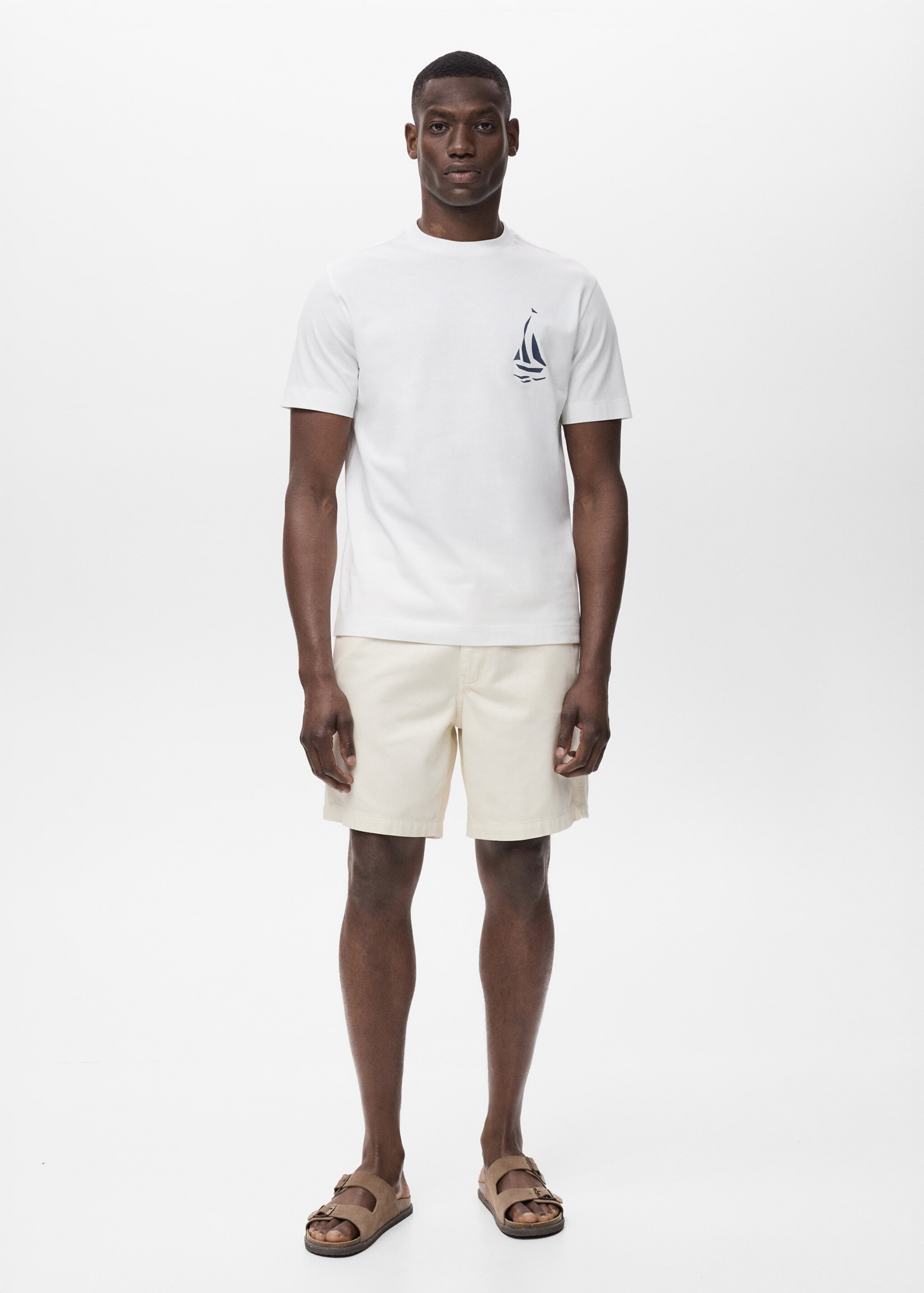 T-shirt 100% katoen met borstprint - Overzichtstekening