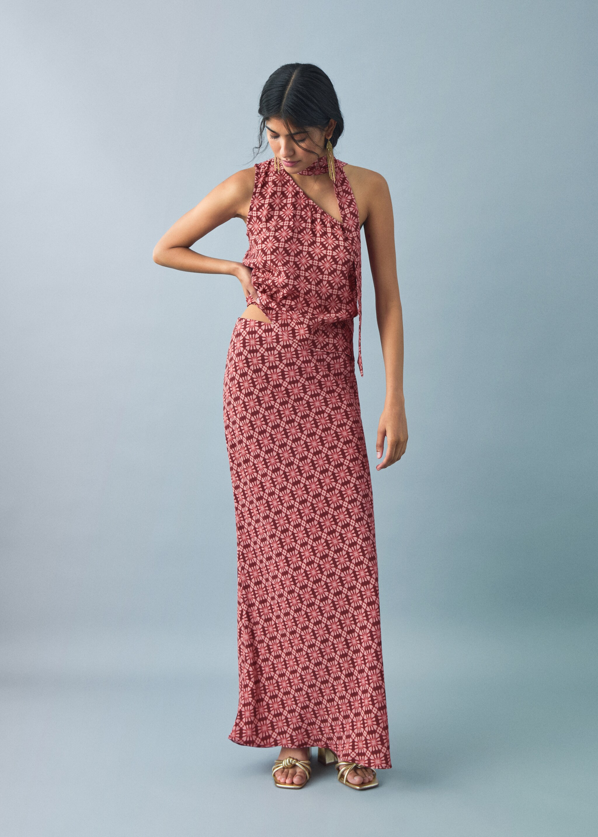 Flowy printed skirt - General plane