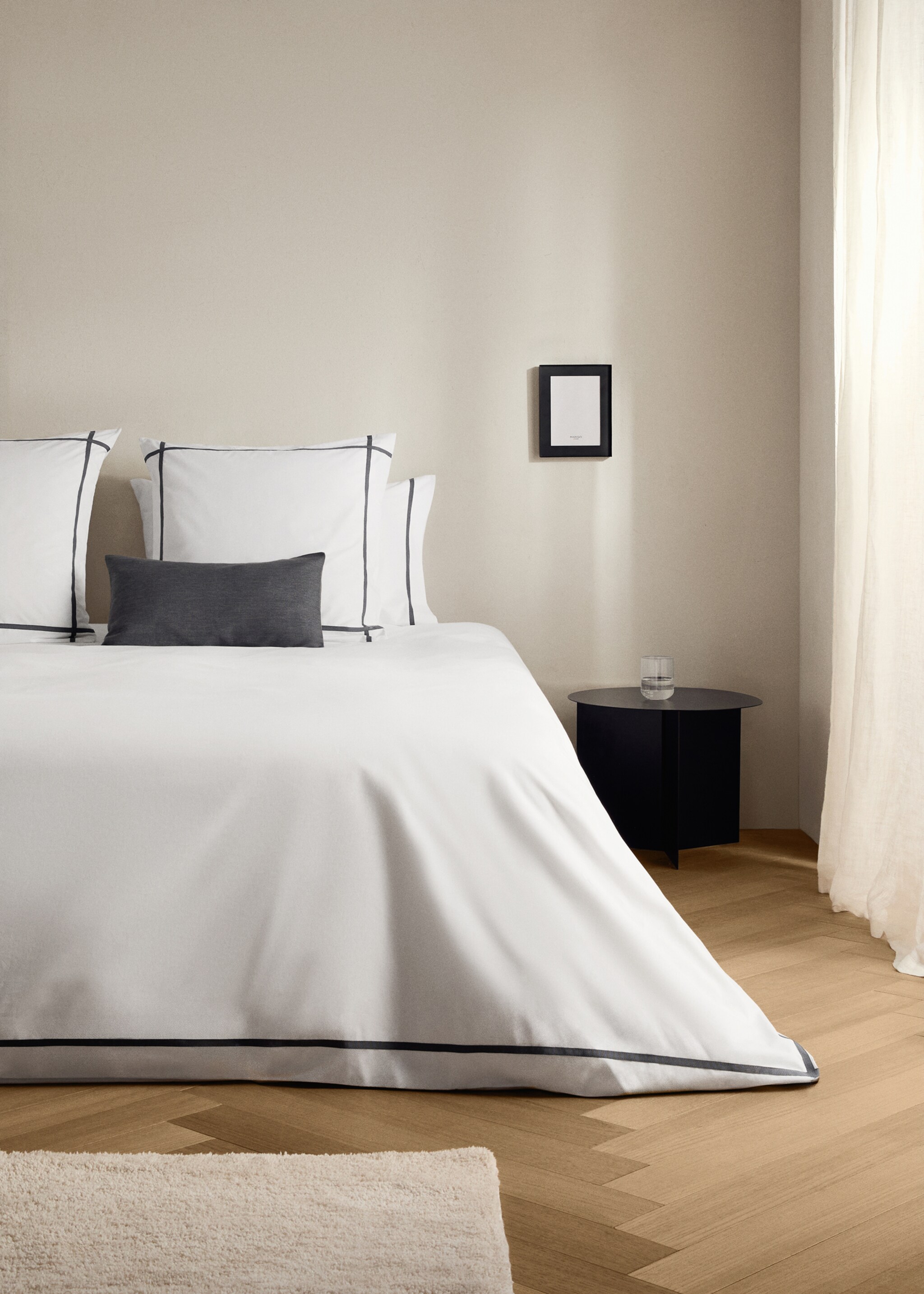200-thread count percale cotton duvet cover for 150/160 cm bed - General plane, Grey. Ref: 17011559-00.